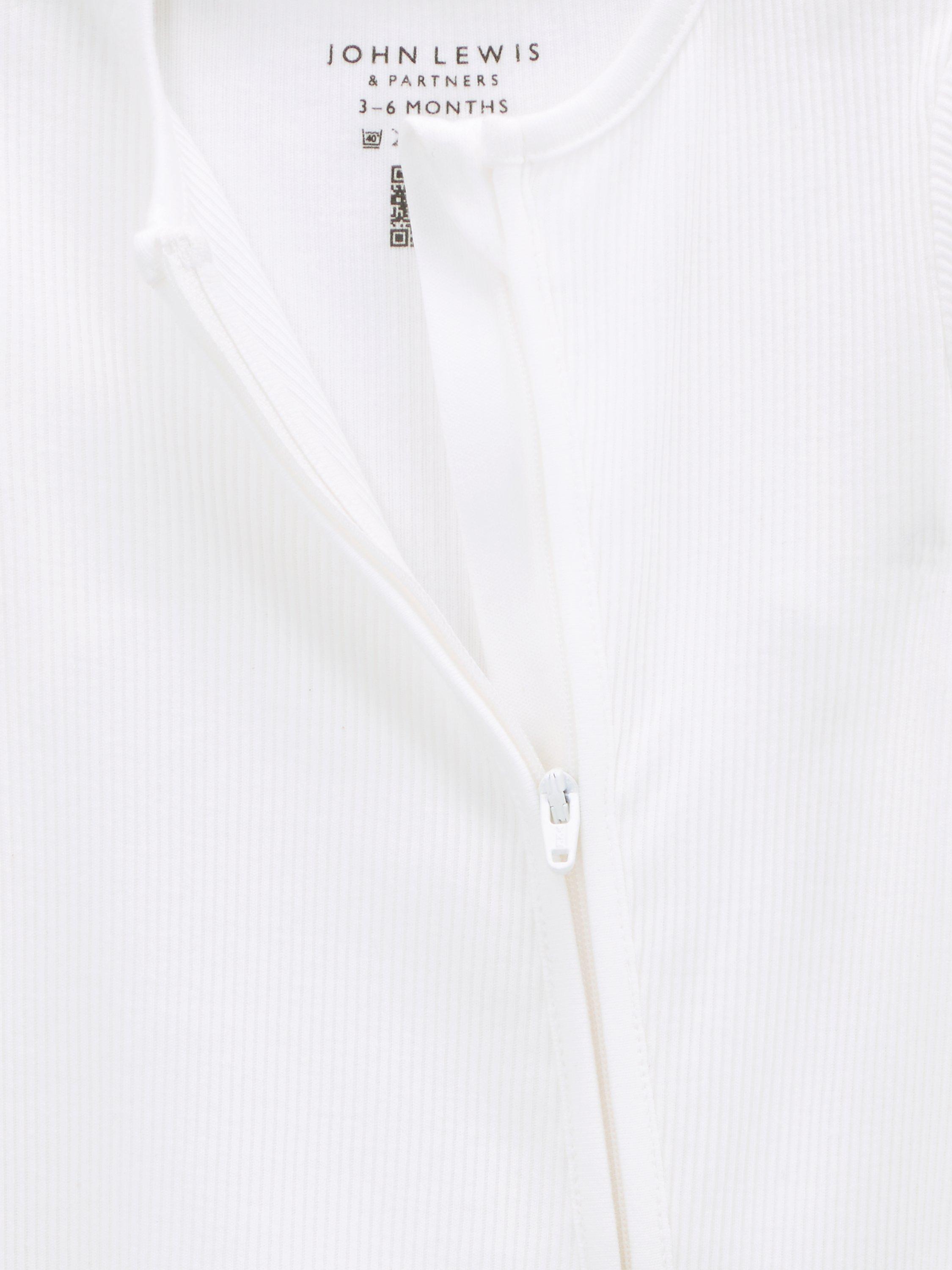 Product image 3 of 3, which shows John Lewis Baby Circular Collection GOTS Organic Cotton Long Sleeve Sleepsuit, White, 3-6 months