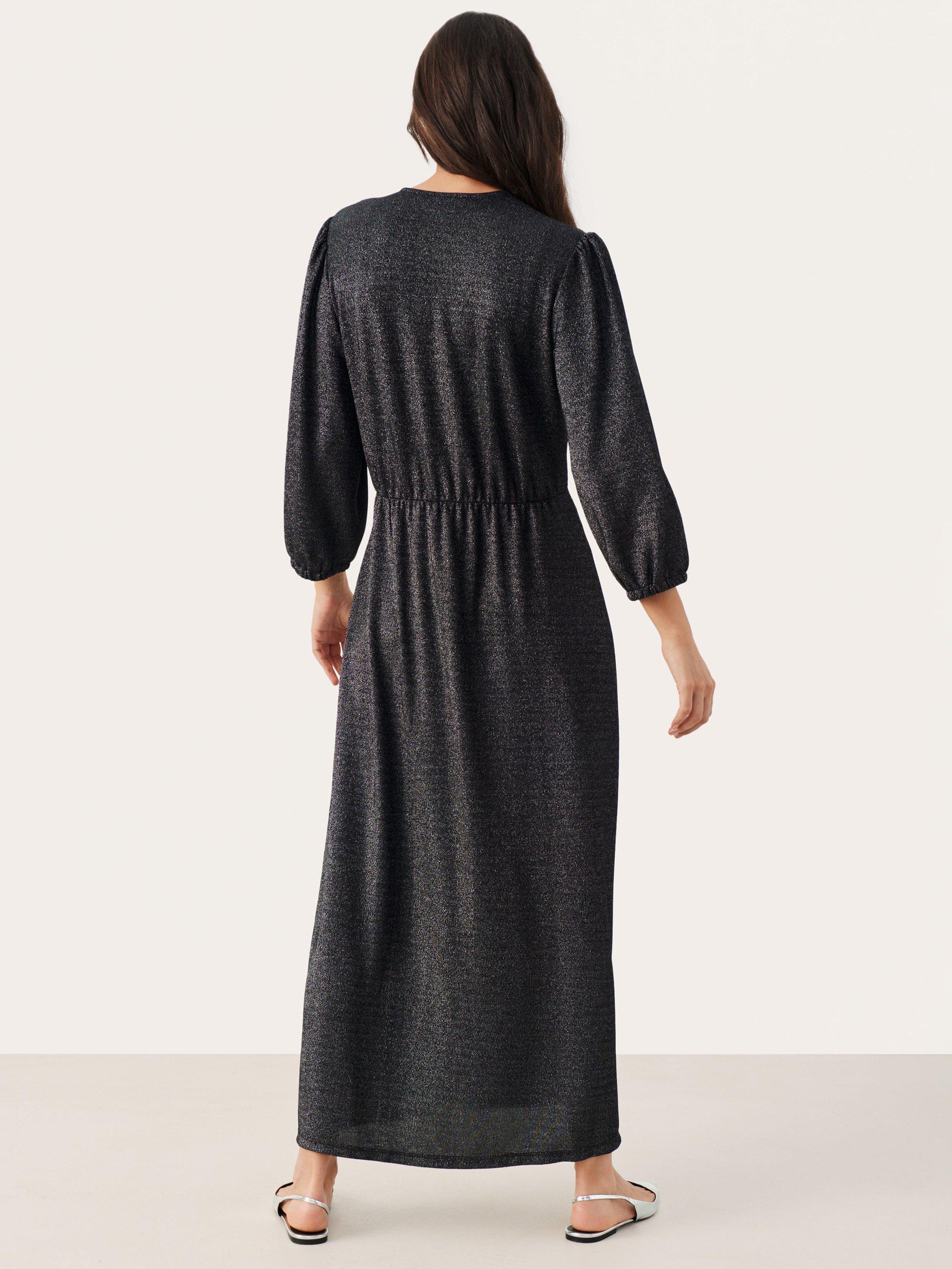 Part Two Dalmine 3/4 Sleeve Glitter Wrap Maxi Dress, Black, XS