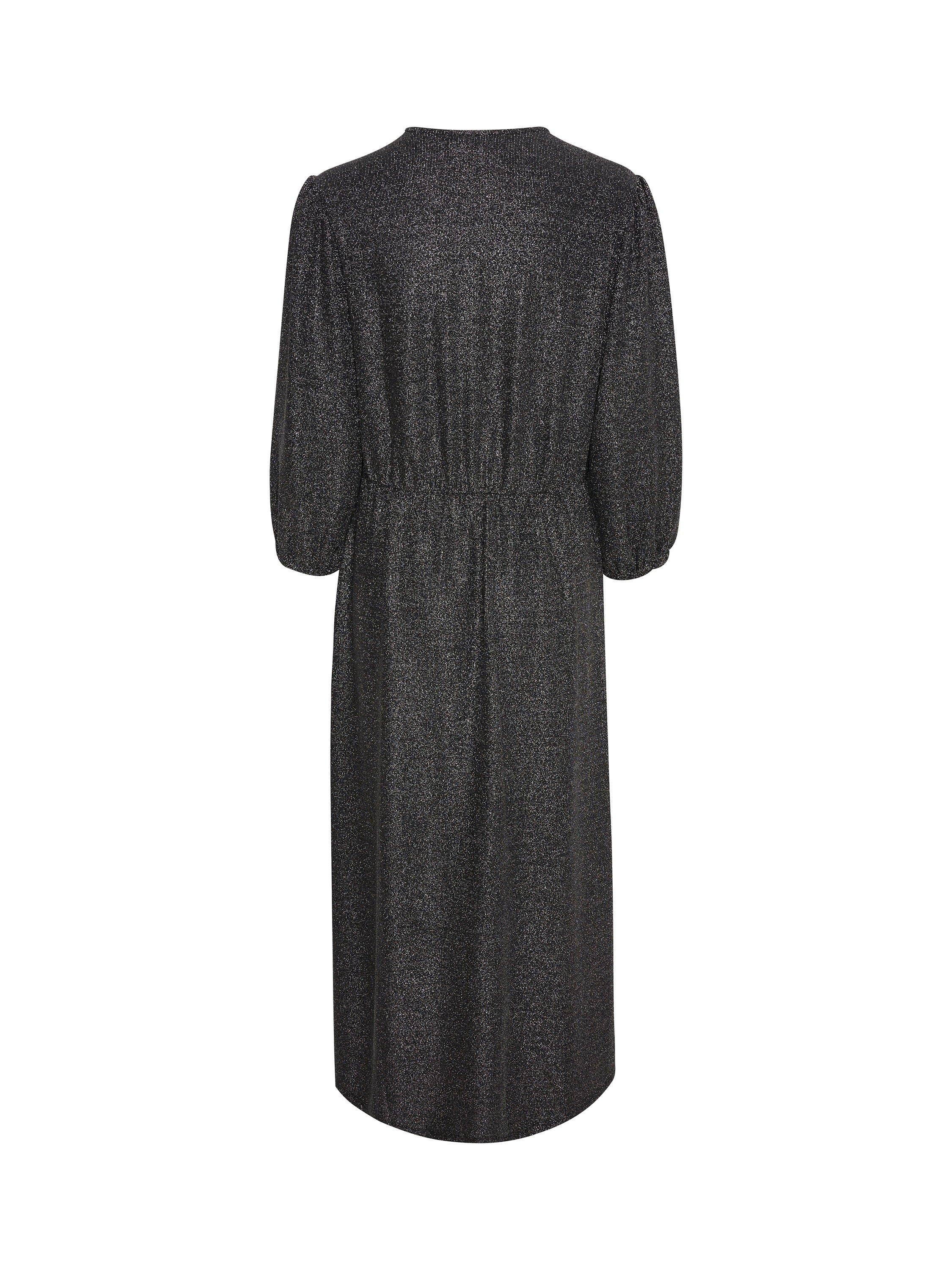 Part Two Dalmine 3/4 Sleeve Glitter Wrap Maxi Dress, Black, XS