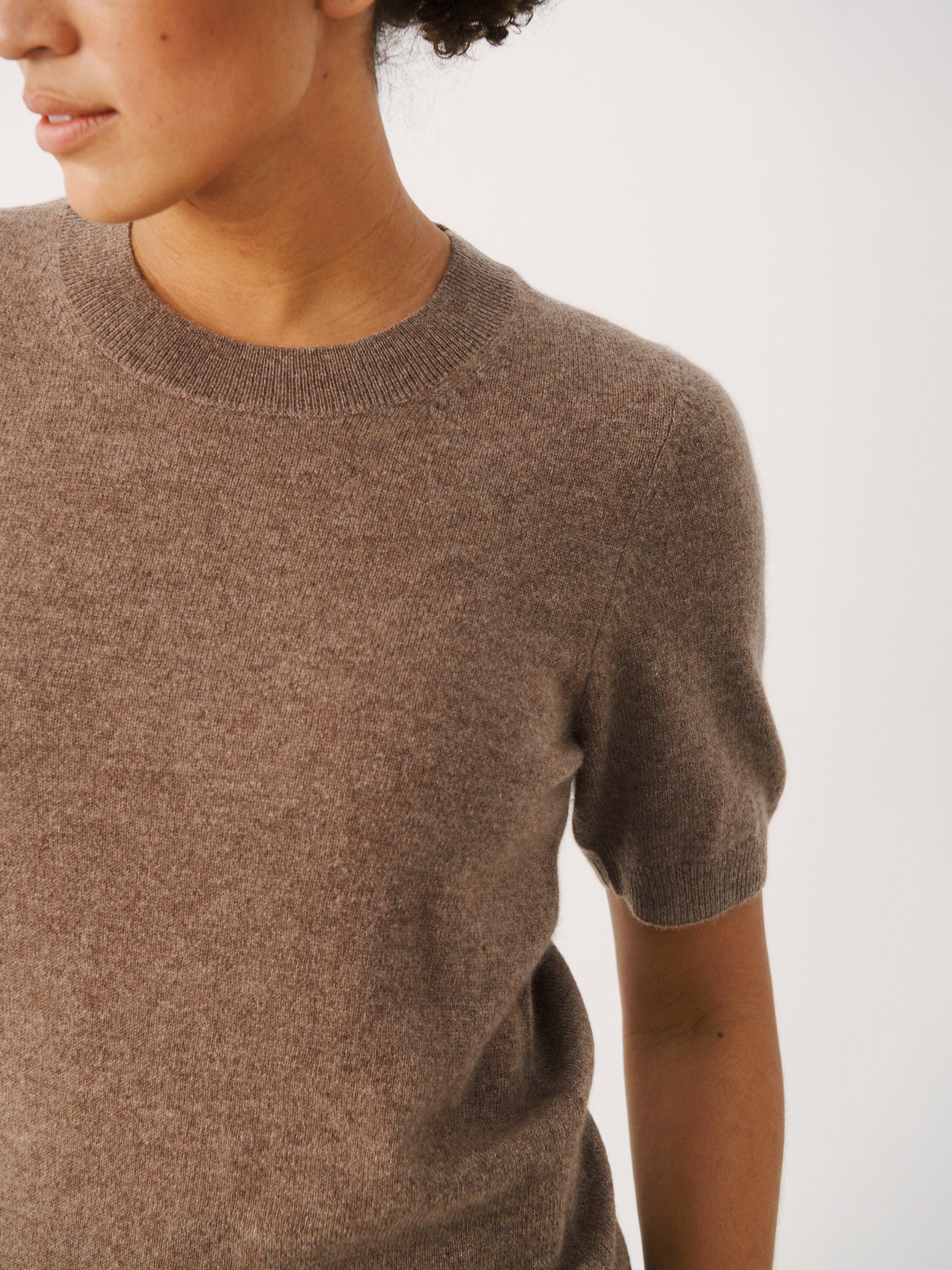 Product image 4 of 6, which shows Part Two Everlotta Short Sleeve Cashmere Top, Mink Melange, S