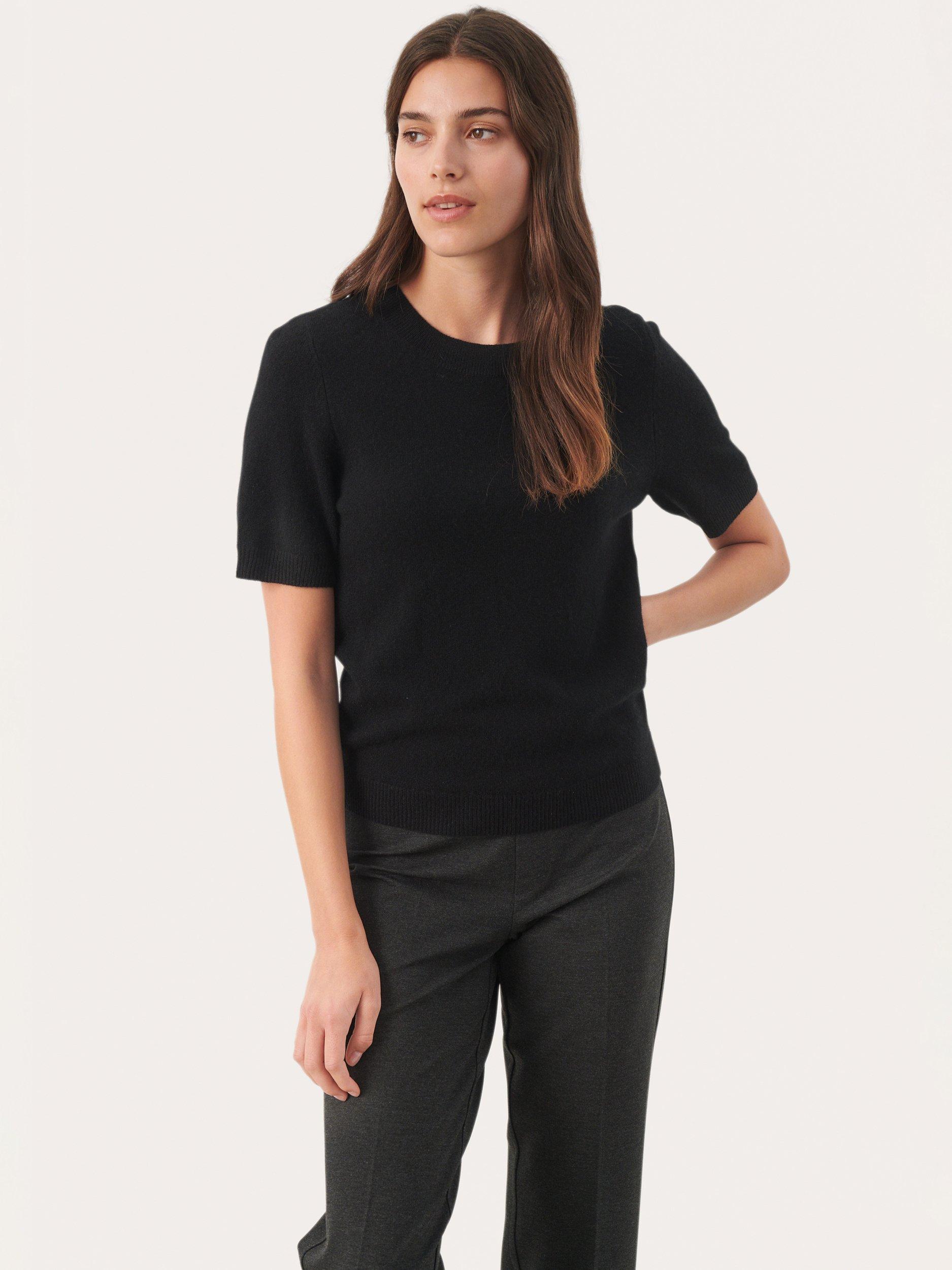 Part Two Everlotta Short Sleeve Cashmere Jumper, Black, XS