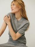 Part Two Everlotta Short Sleeve Cashmere Top, Grey Melange