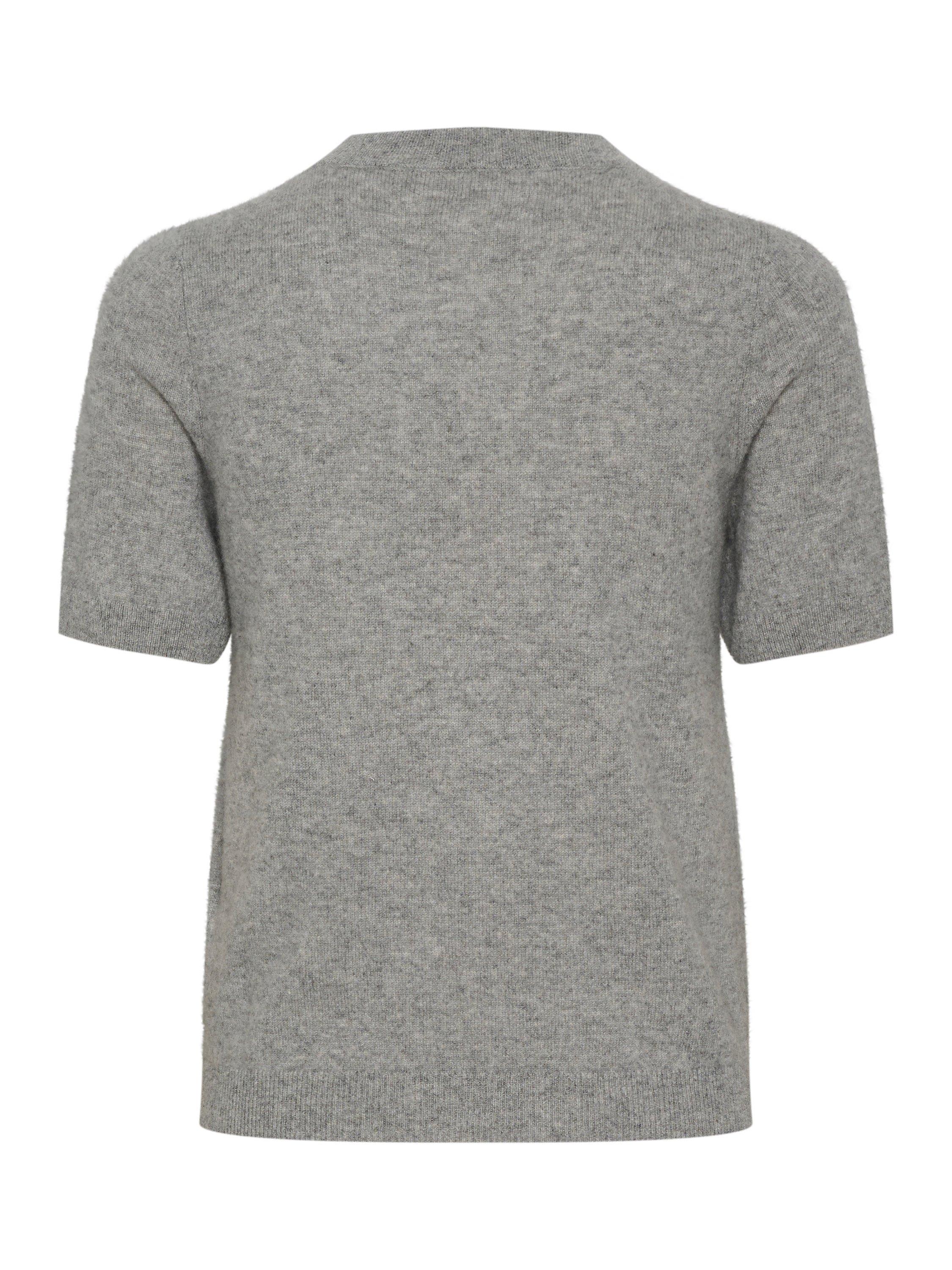 Product image 4 of 4, which shows Part Two Everlotta Short Sleeve Cashmere Top, Grey Melange, S