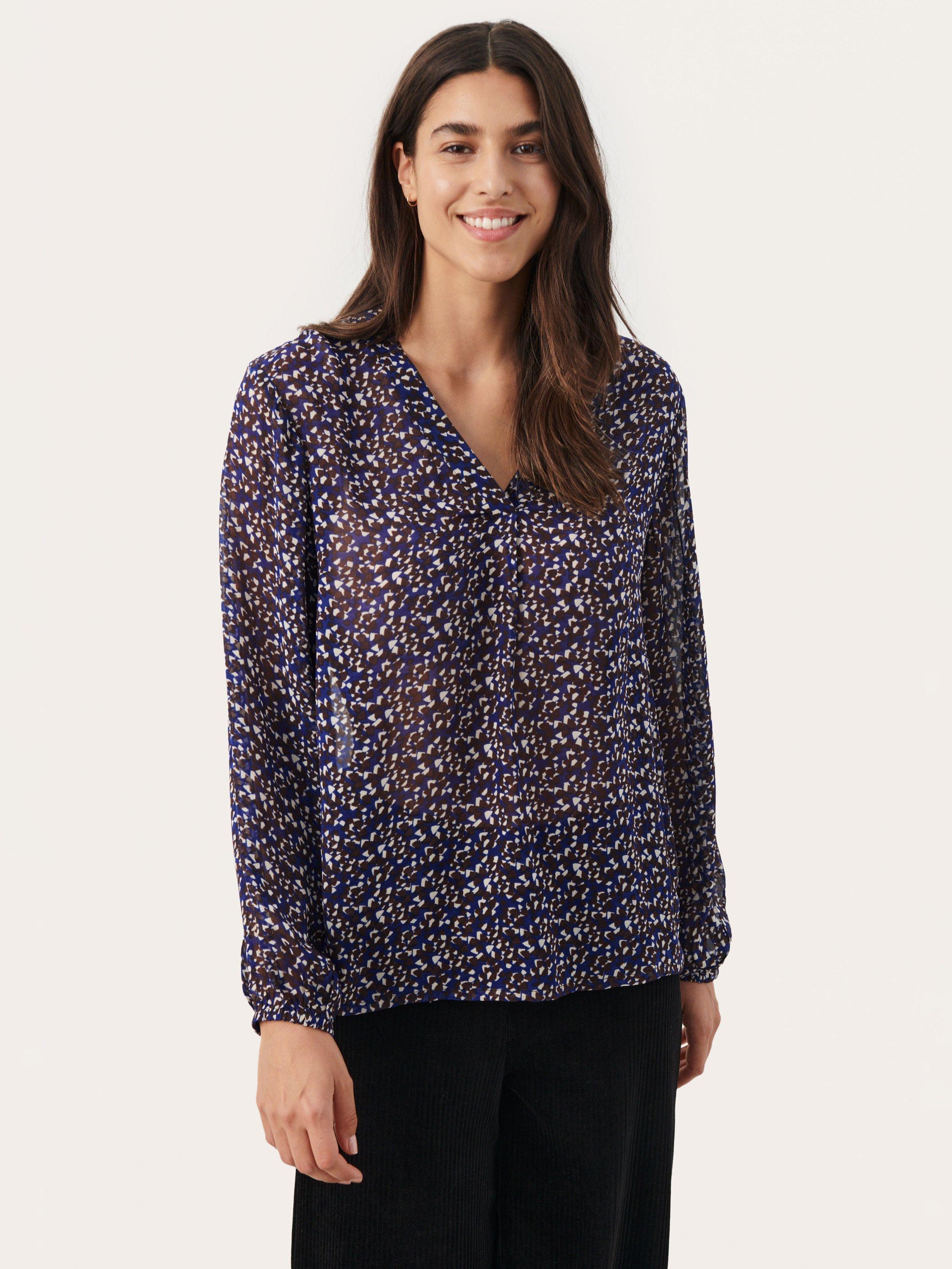 Part Two Ditte Ditsy Print Blouse, Midnight Sail 
