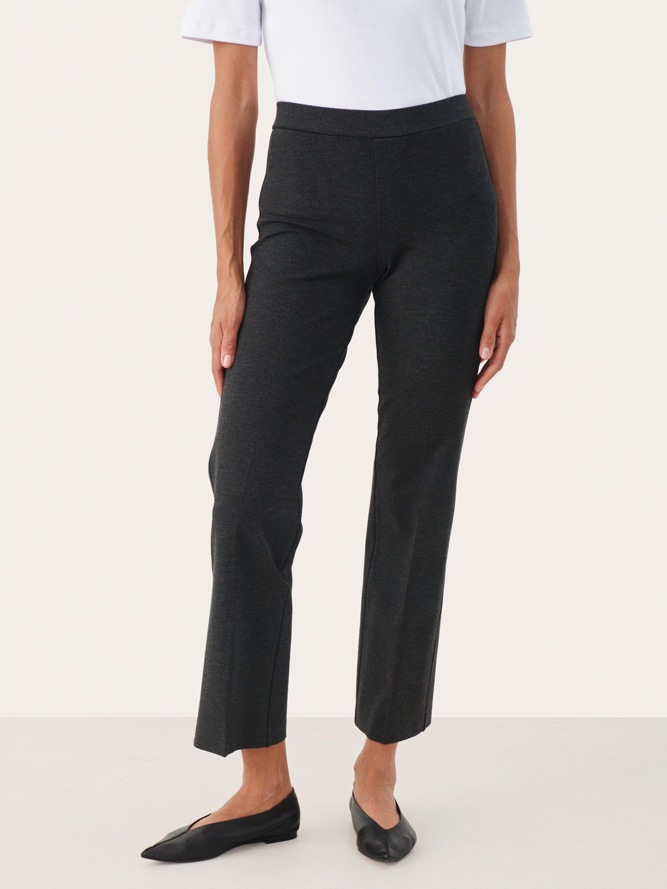 Product image 1 of 6, which shows Part Two Ponta Cropped Comfort Waist Trousers, Dark Grey, 8