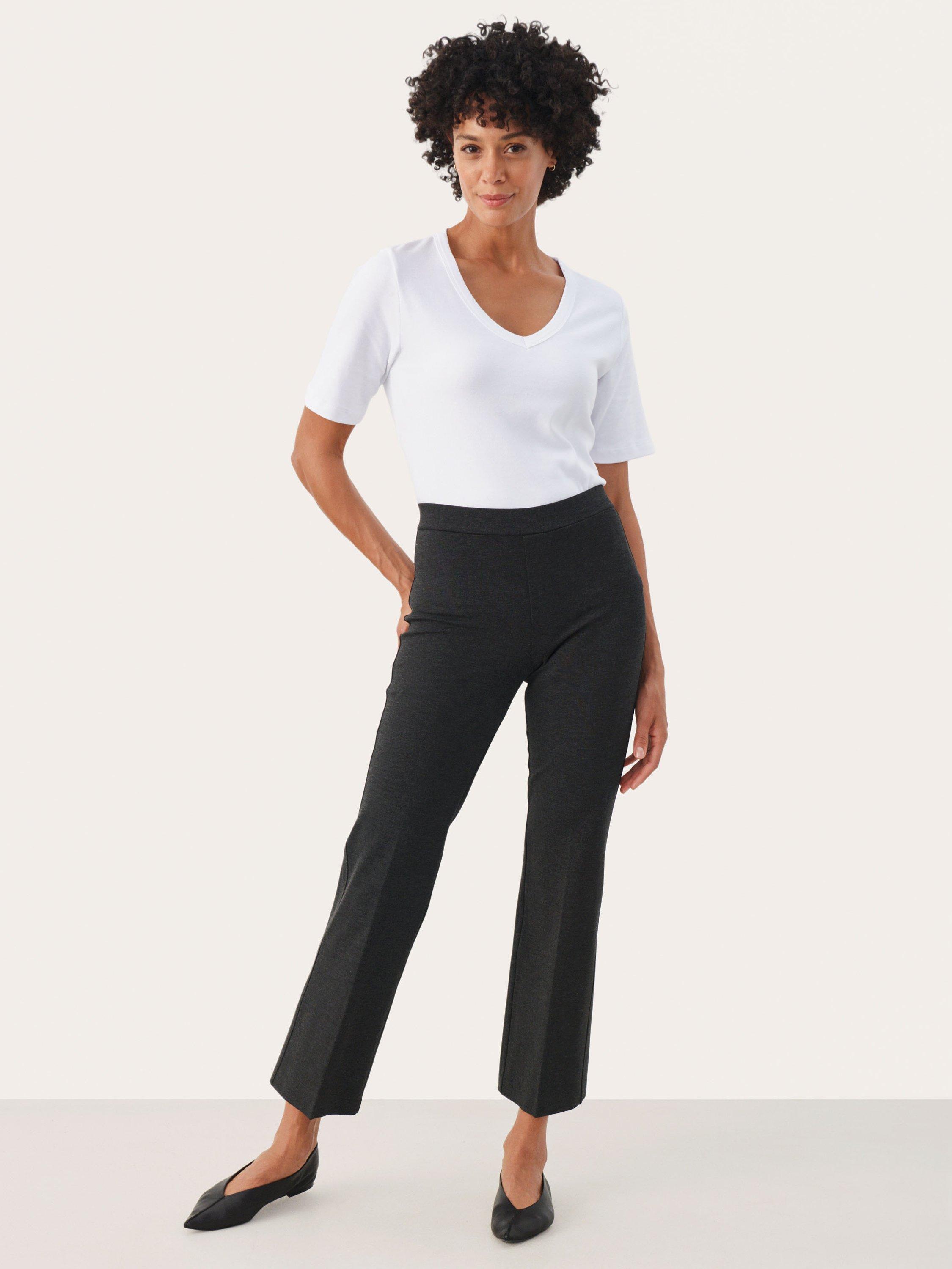 Product image 3 of 6, which shows Part Two Ponta Cropped Comfort Waist Trousers, Dark Grey, 8