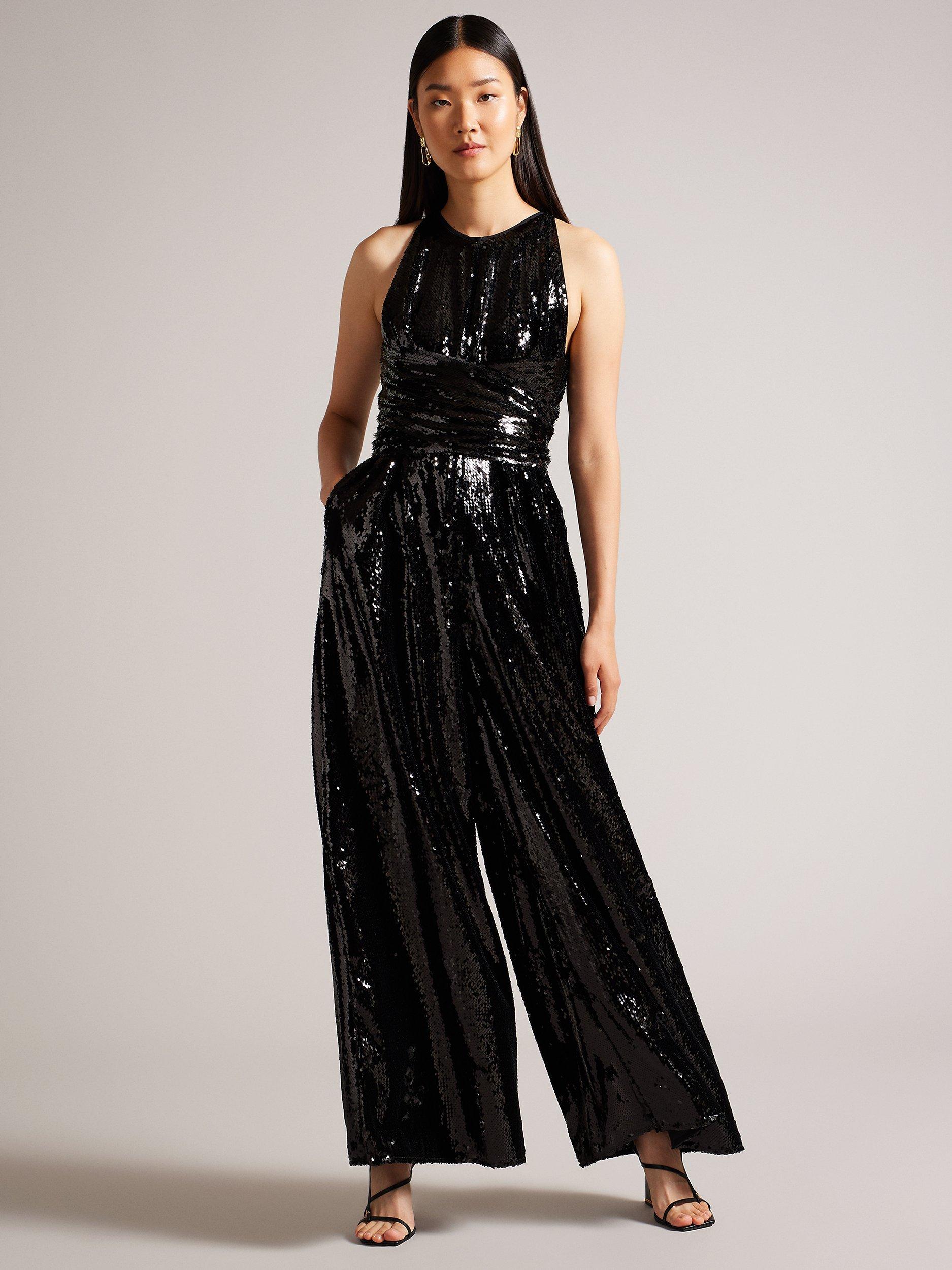 Ted Baker Vivalee Wide Leg Sequin Jumpsuit, Black