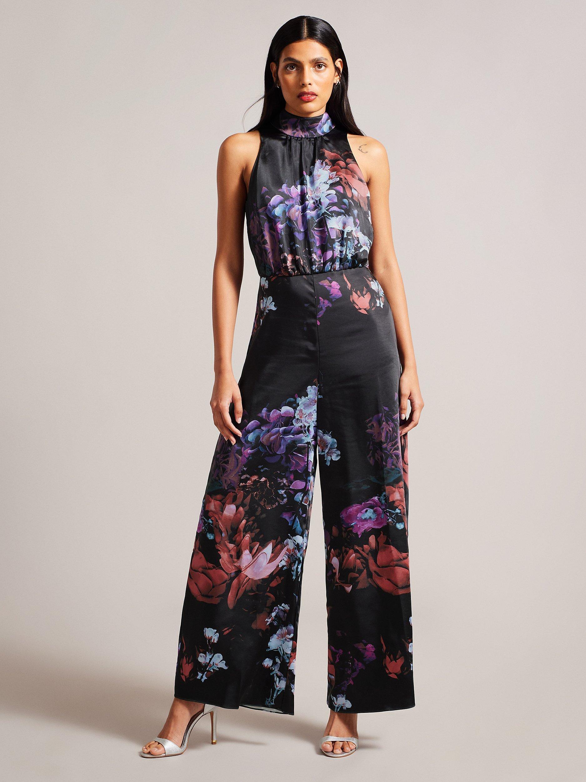 Ted Baker Marleeh Halterneck Jumpsuit, Black/Multi