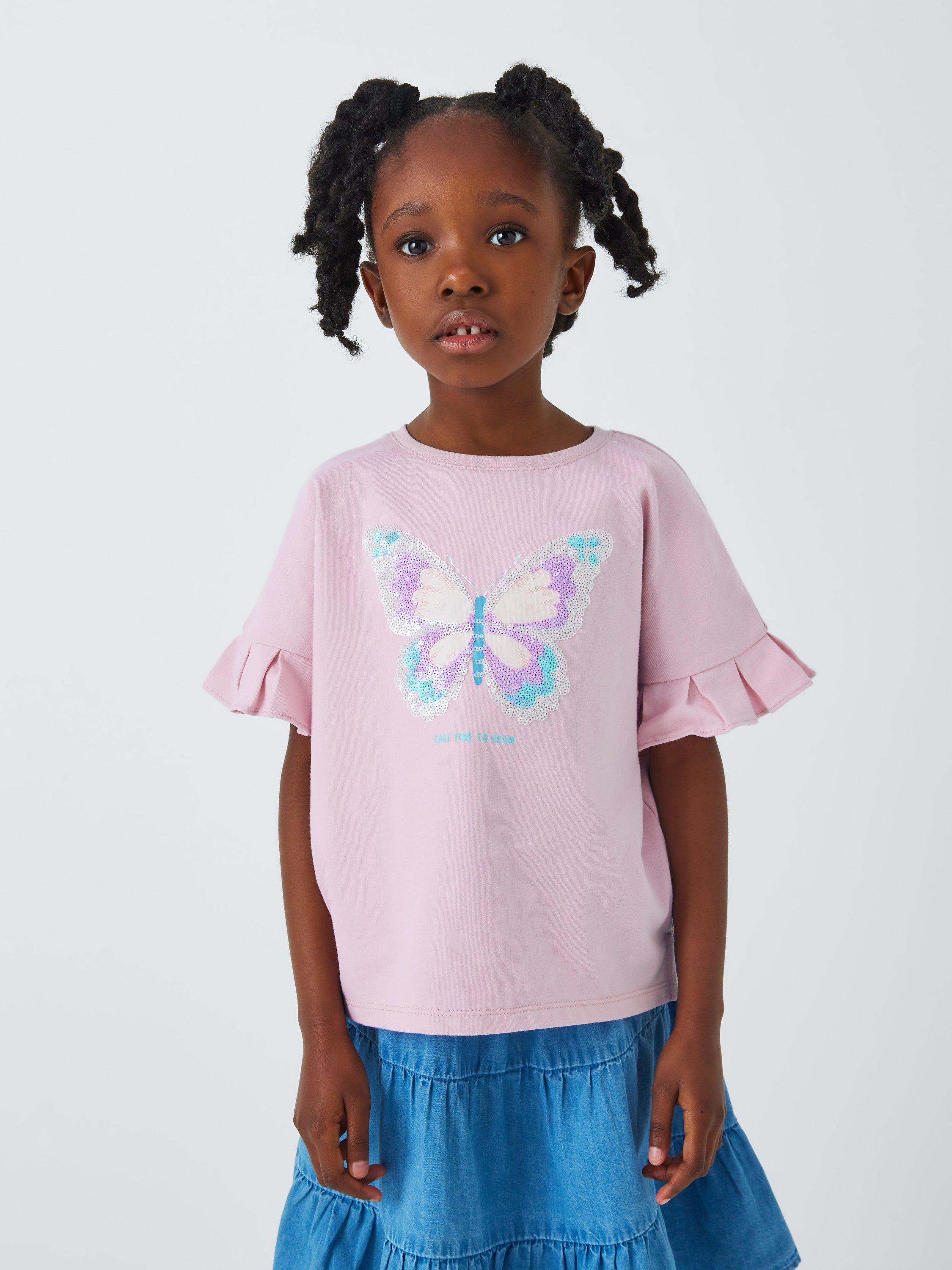 GUCCI Light Pink Flower Butterfly Graphic offers Short Sleeve T Shirt Girls 10