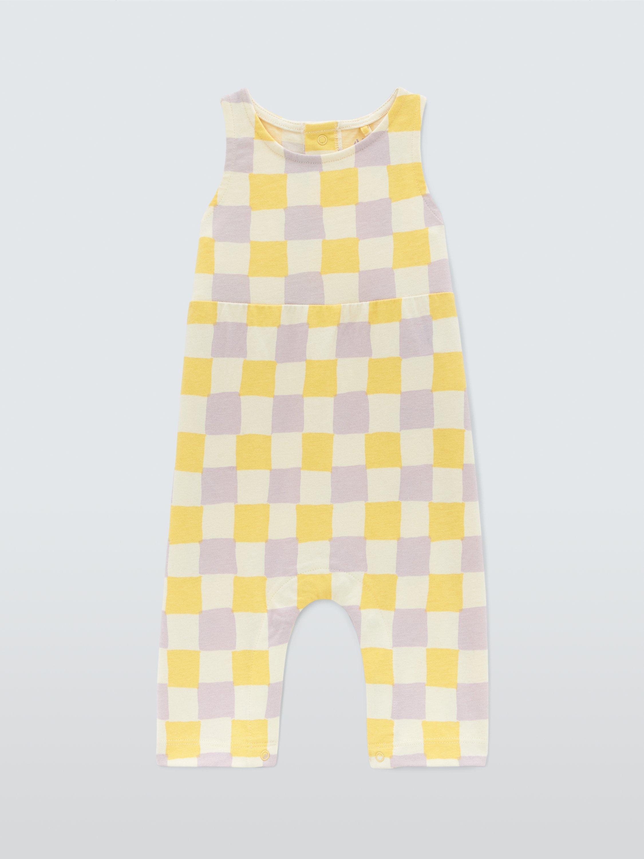 John Lewis ANYDAY Baby Checker Romper, Yellow