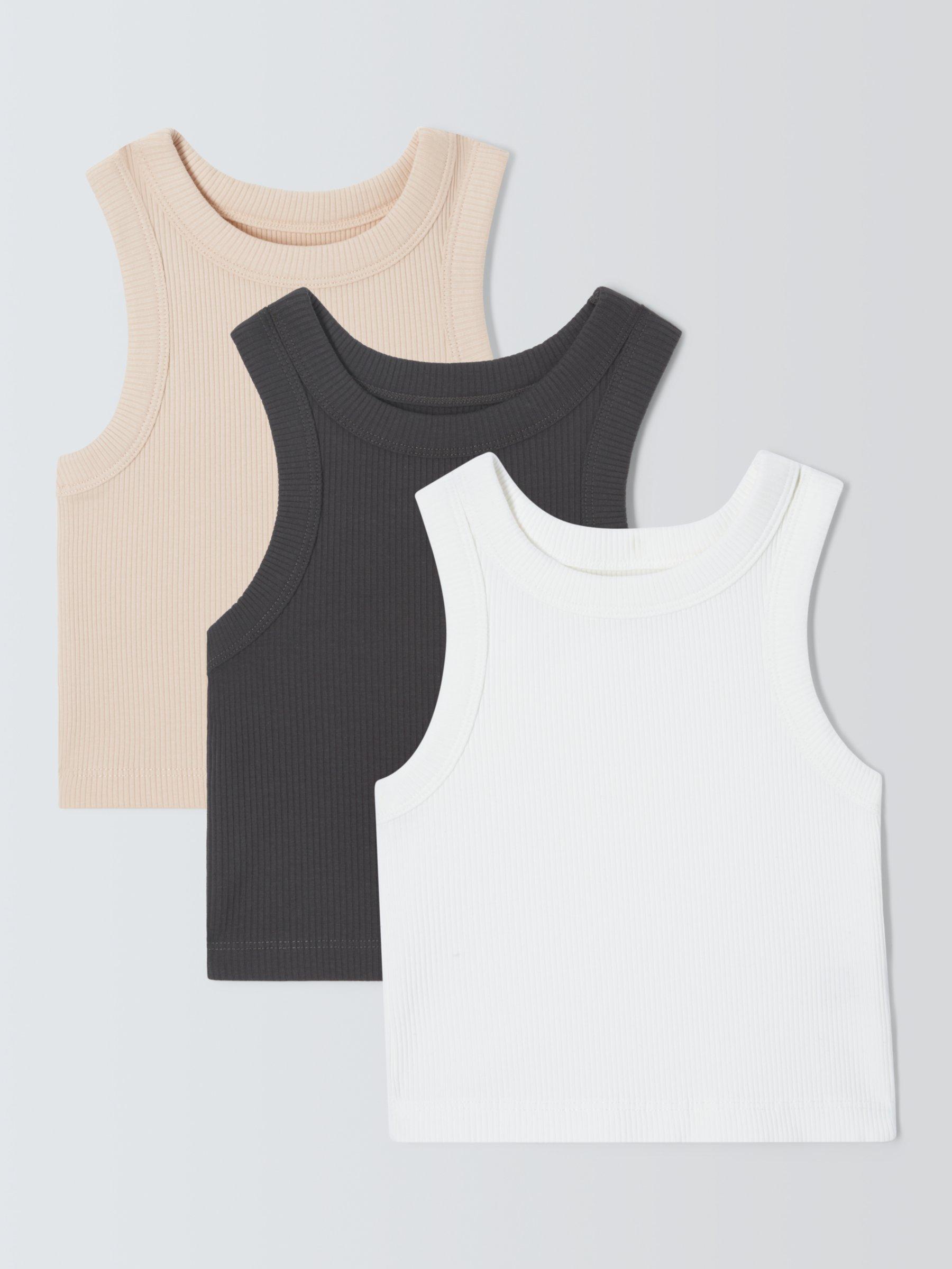 John Lewis Kids' Ribbed Vests, Pack of 3, Multi