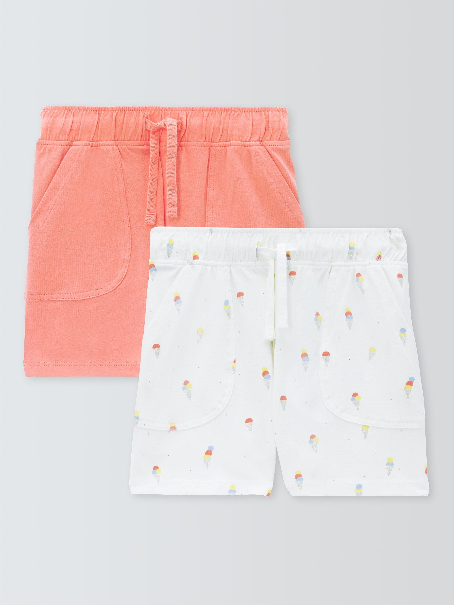 John Lewis Kids' Jersey Plain/Ice Cream Shorts, Pack of 2, Multi