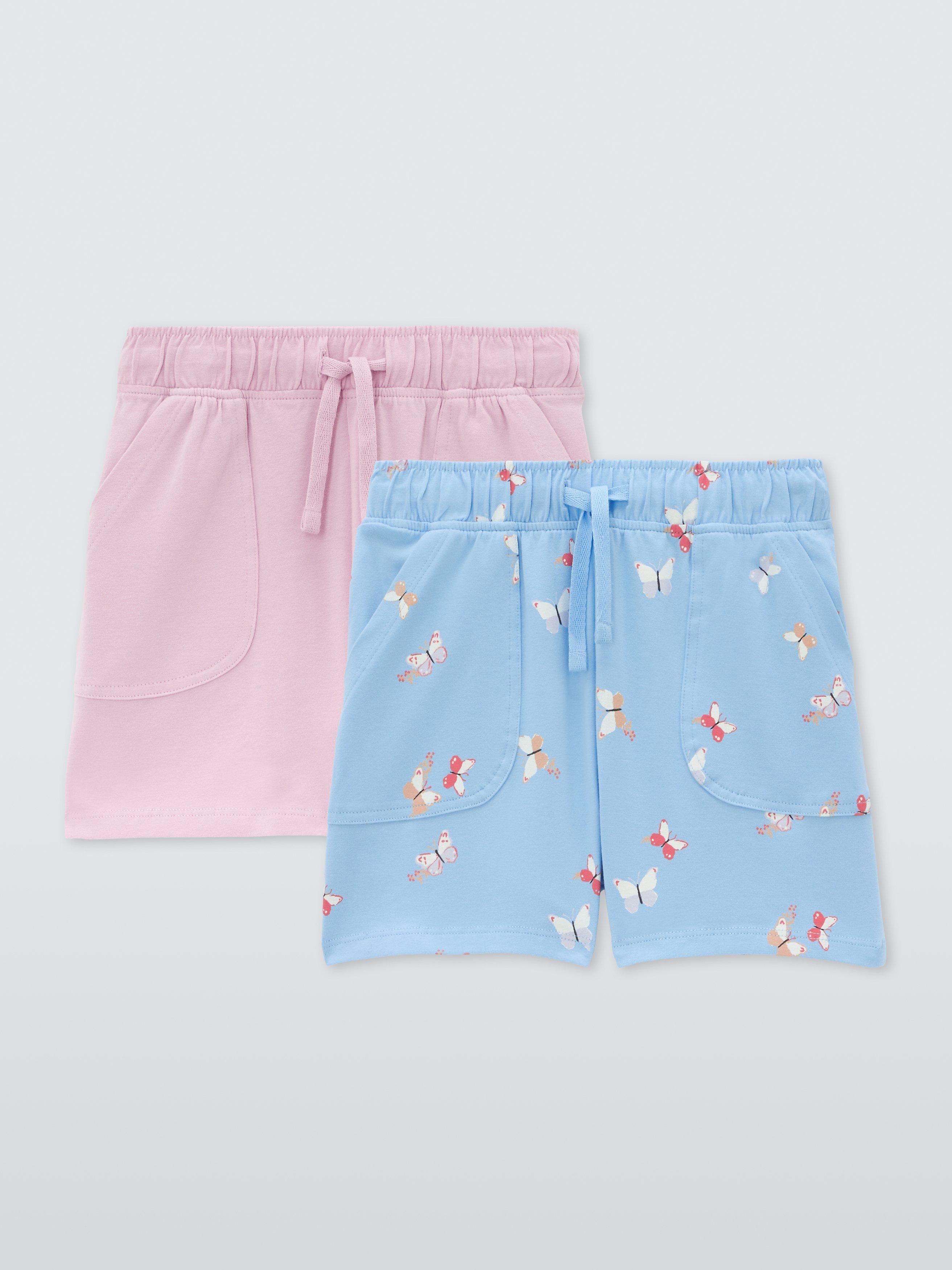 John Lewis Kids' Jersey Plain/Butterfly Shorts, Pack of 2, Multi