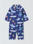 John Lewis Baby Fishing Print Sunpro Swimsuit, Navy