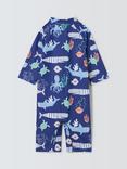 John Lewis Baby Fishing Print Sunpro Swimsuit, Navy