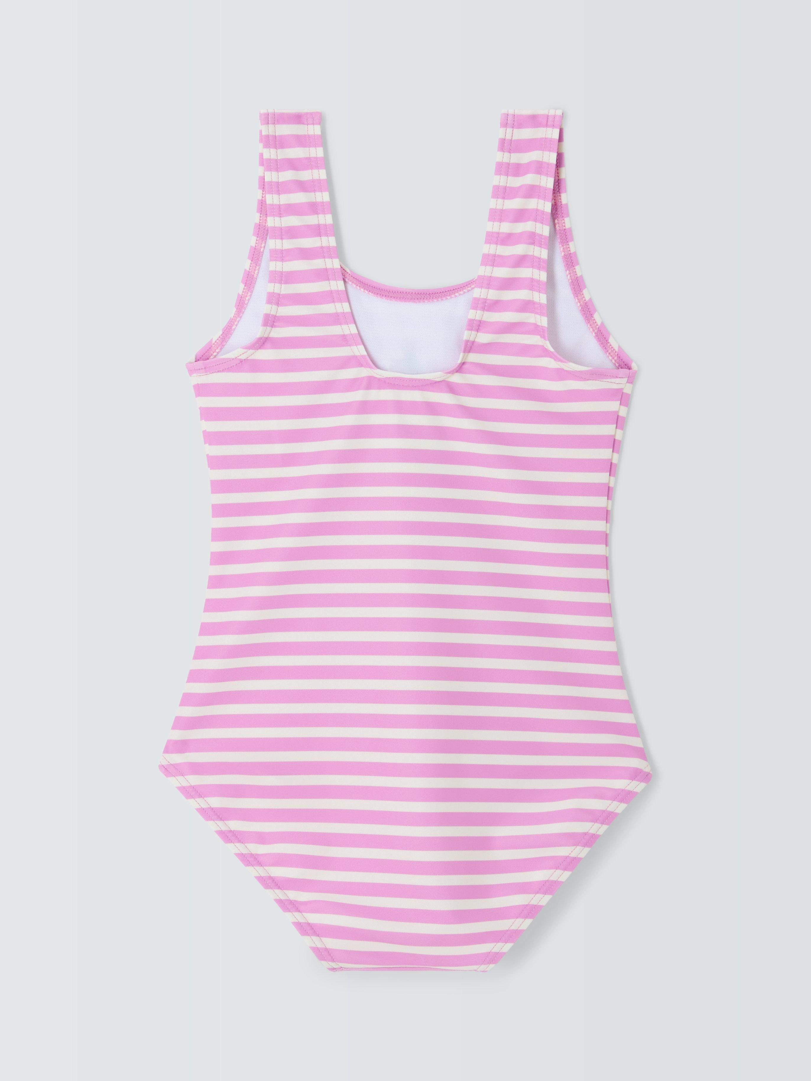 John Lewis Kids' Stripe Ice Cream Swimsuit, Pink/Multi, 11 years