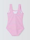 John Lewis Kids' Stripe Ice Cream Swimsuit, Pink/Multi