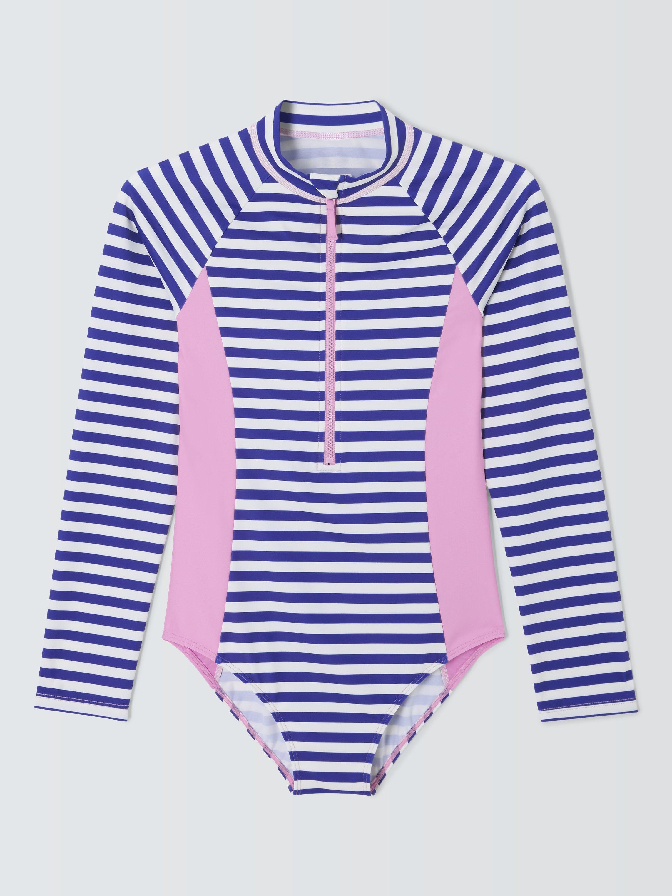 John Lewis Kids' Long Sleeve Stripe Swimsuit, Multi, 7 years