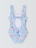 John Lewis Kids' Stripe Flamingo Swimsuit, Blue/Multi