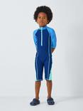 John Lewis Kids' Colourblock Sunpro Swimsuit, Blue/Multi