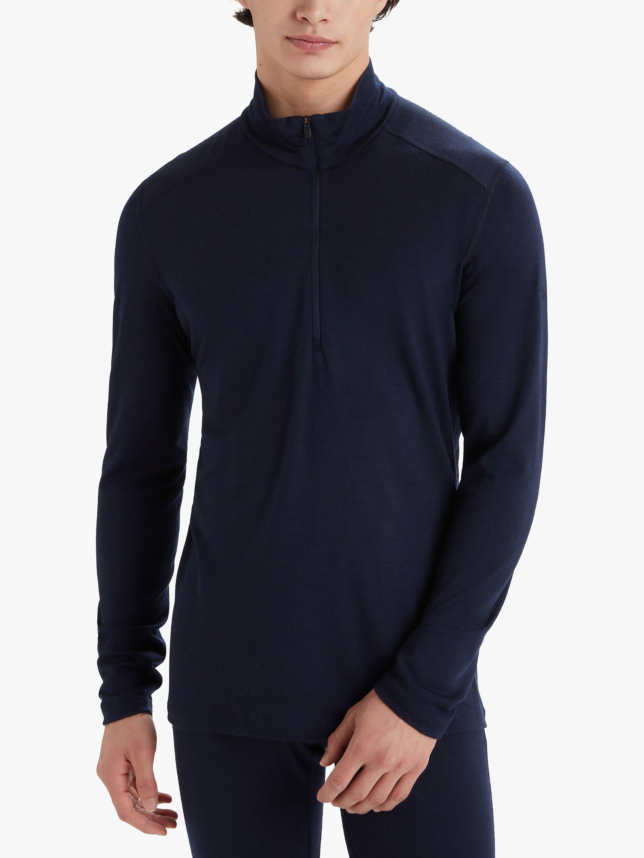 Product image 1 of 6, which shows Icebreaker Men's 200 Oasis  Zip Neck Base Layer Top, Navy, M