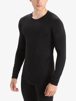Icebreaker 200 Oasis Long Sleeve Crew Neck Base Layer Top, Black, Black