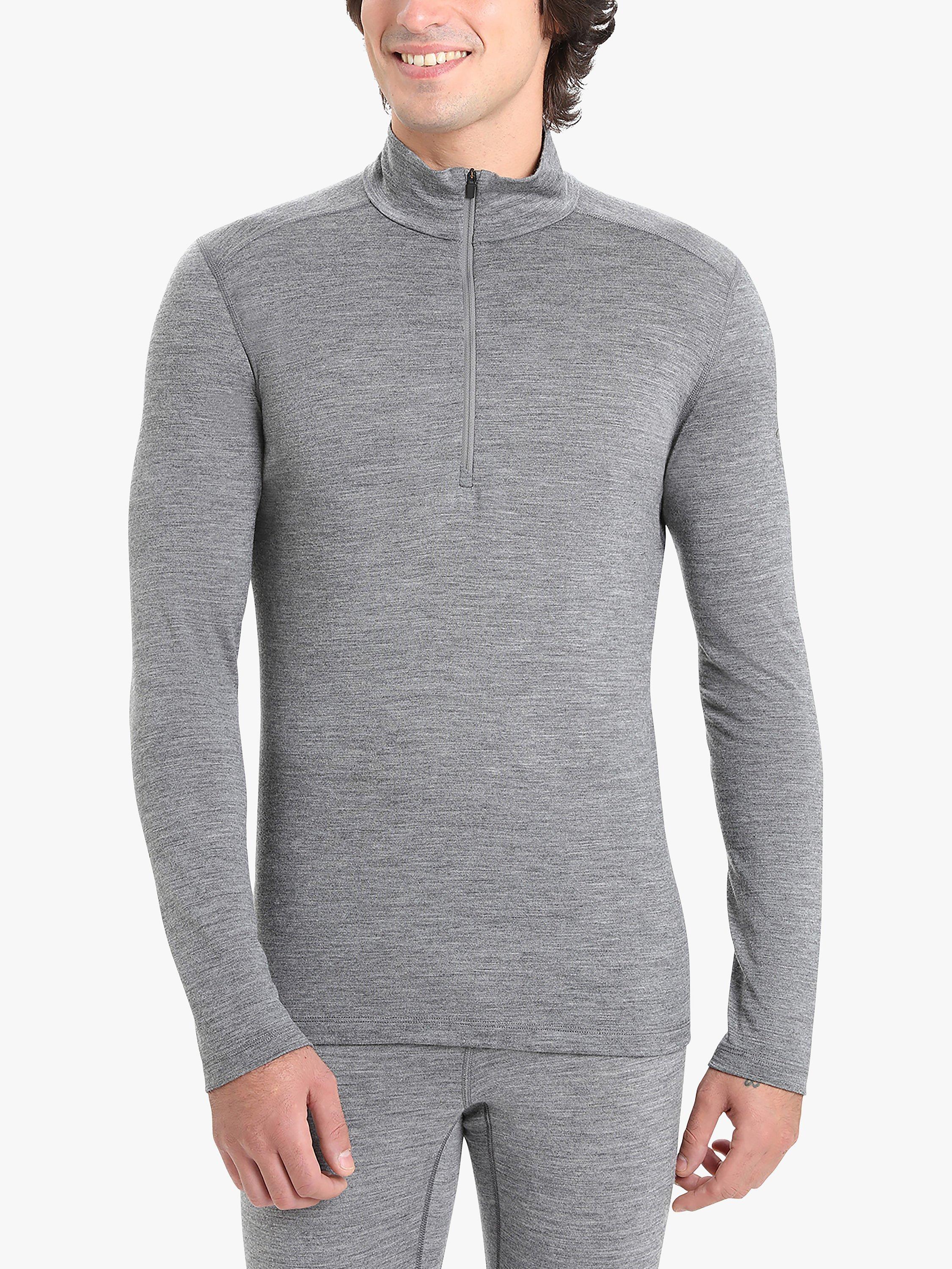 Product image 1 of 6, which shows Icebreaker Men's 200 Oasis  Zip Neck Base Layer Top, Grey, S