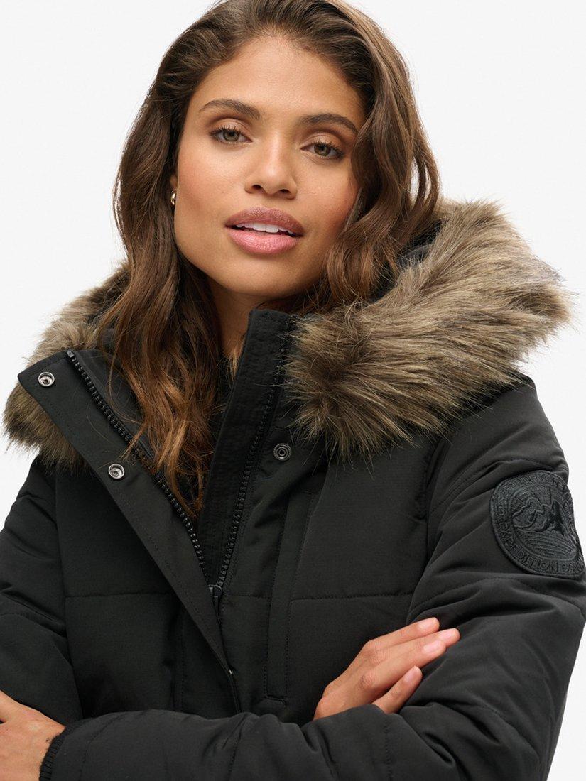 Product image 4 of 7, which shows Superdry Hooded Everest Puffer Bomber Jacket, Jet Black, 8