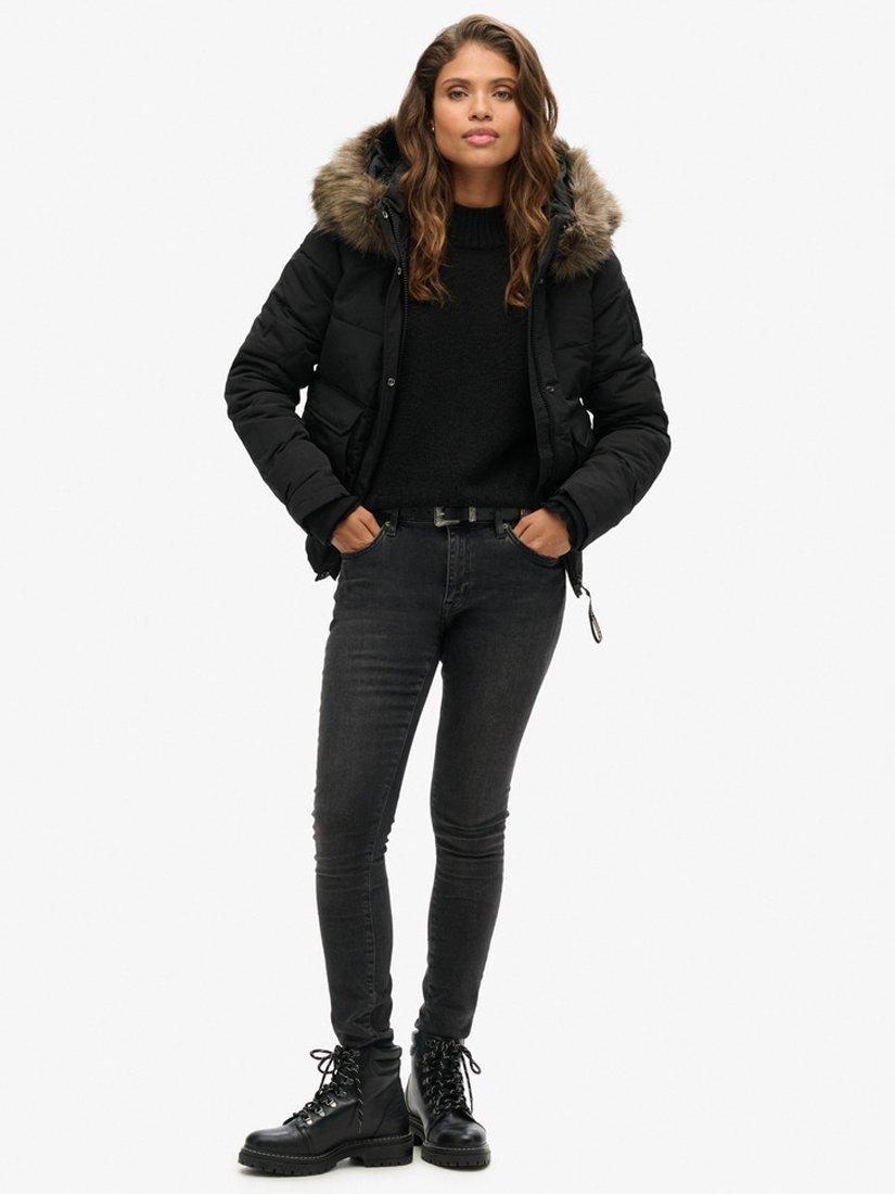 Product image 7 of 7, which shows Superdry Hooded Everest Puffer Bomber Jacket, Jet Black, 8