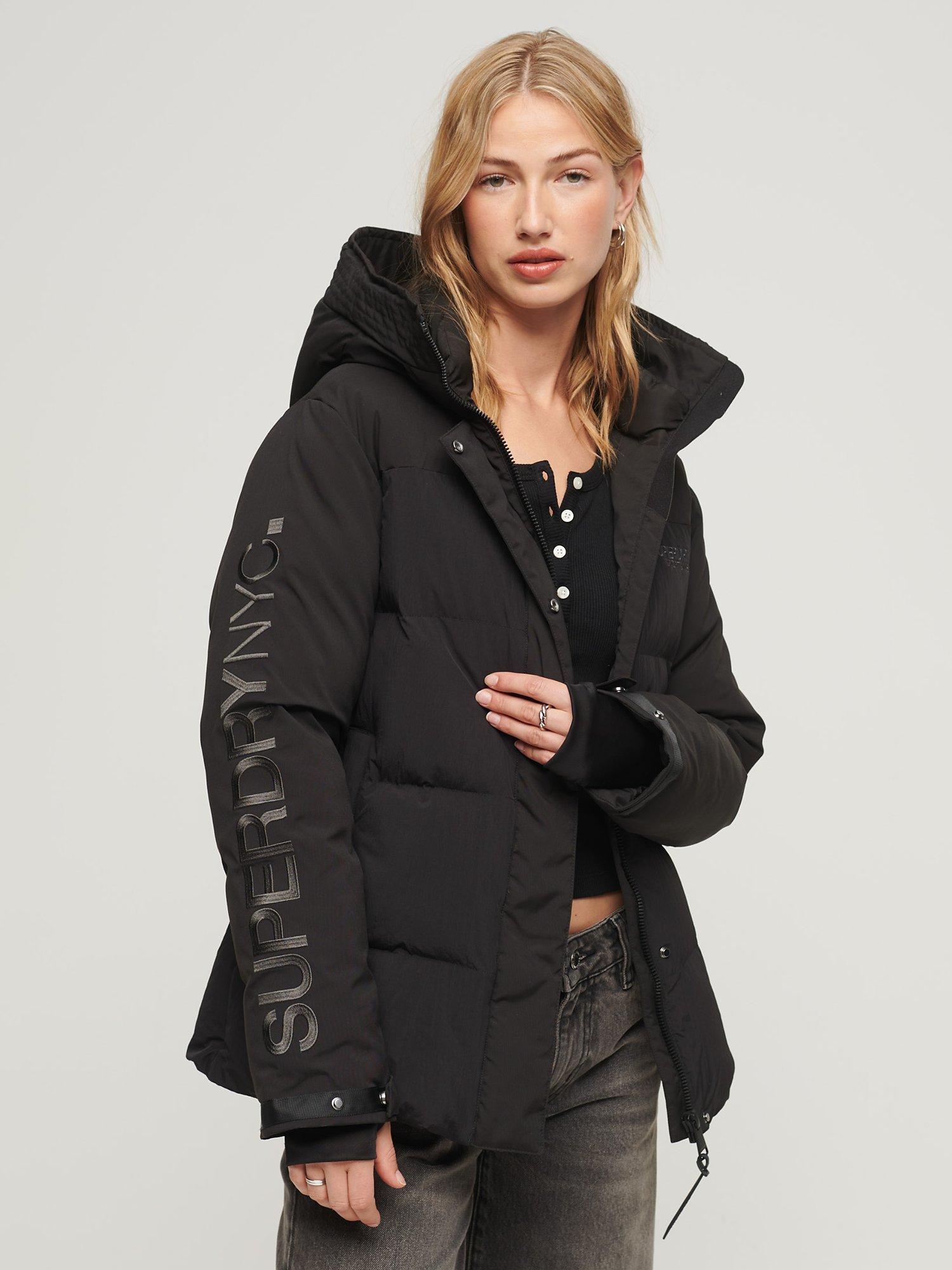 Superdry Hooded City Padded Wind Parka Jacket, Black