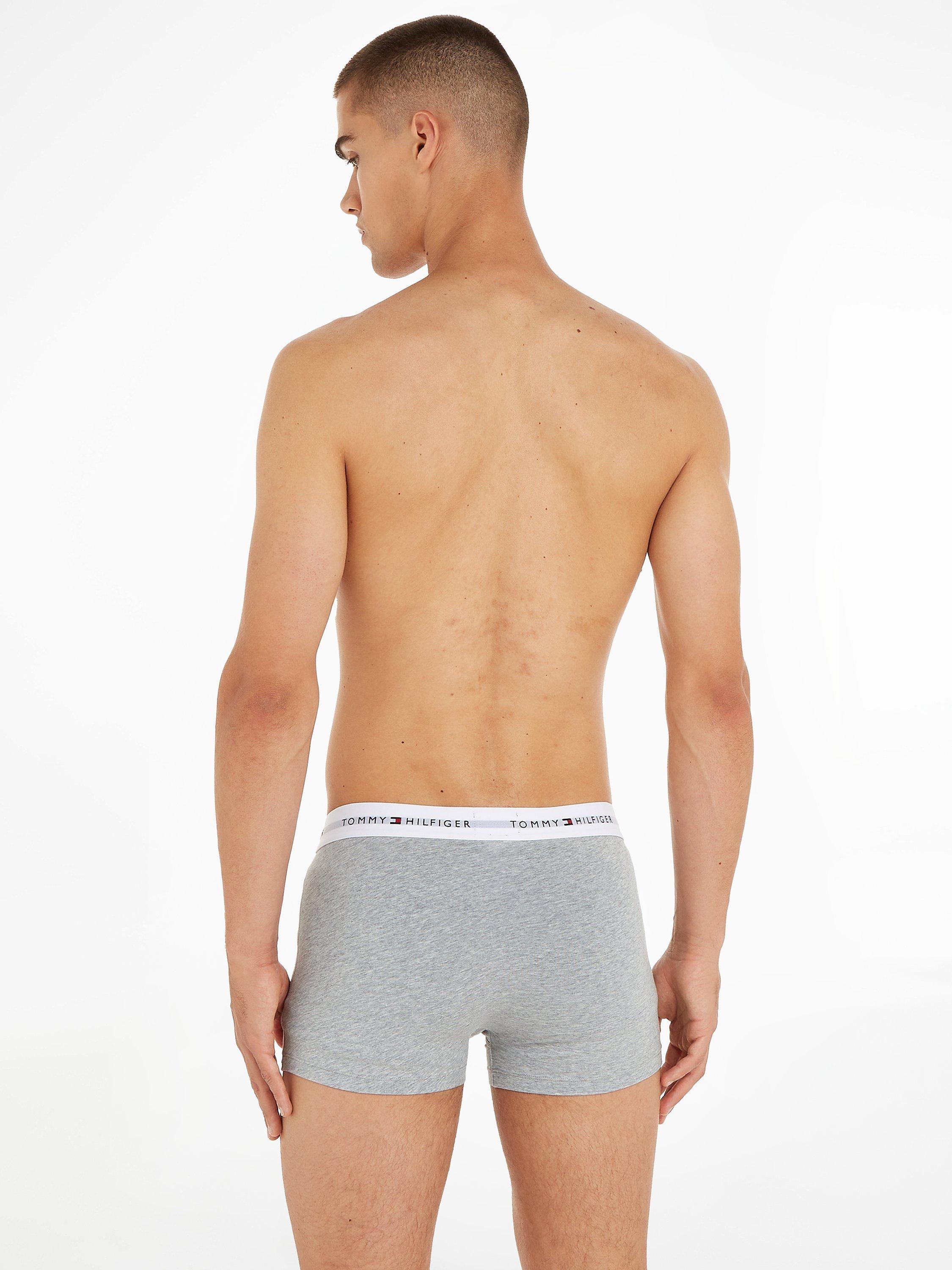 Product image 3 of 5, which shows Tommy Hilfiger Essential Logo Waistband Trunks, Pack of 3, Grey/Black/White, L