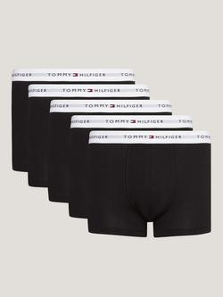 Tommy Hilfiger Essential Repeat Logo Trunks, Pack of 5, Black, Black