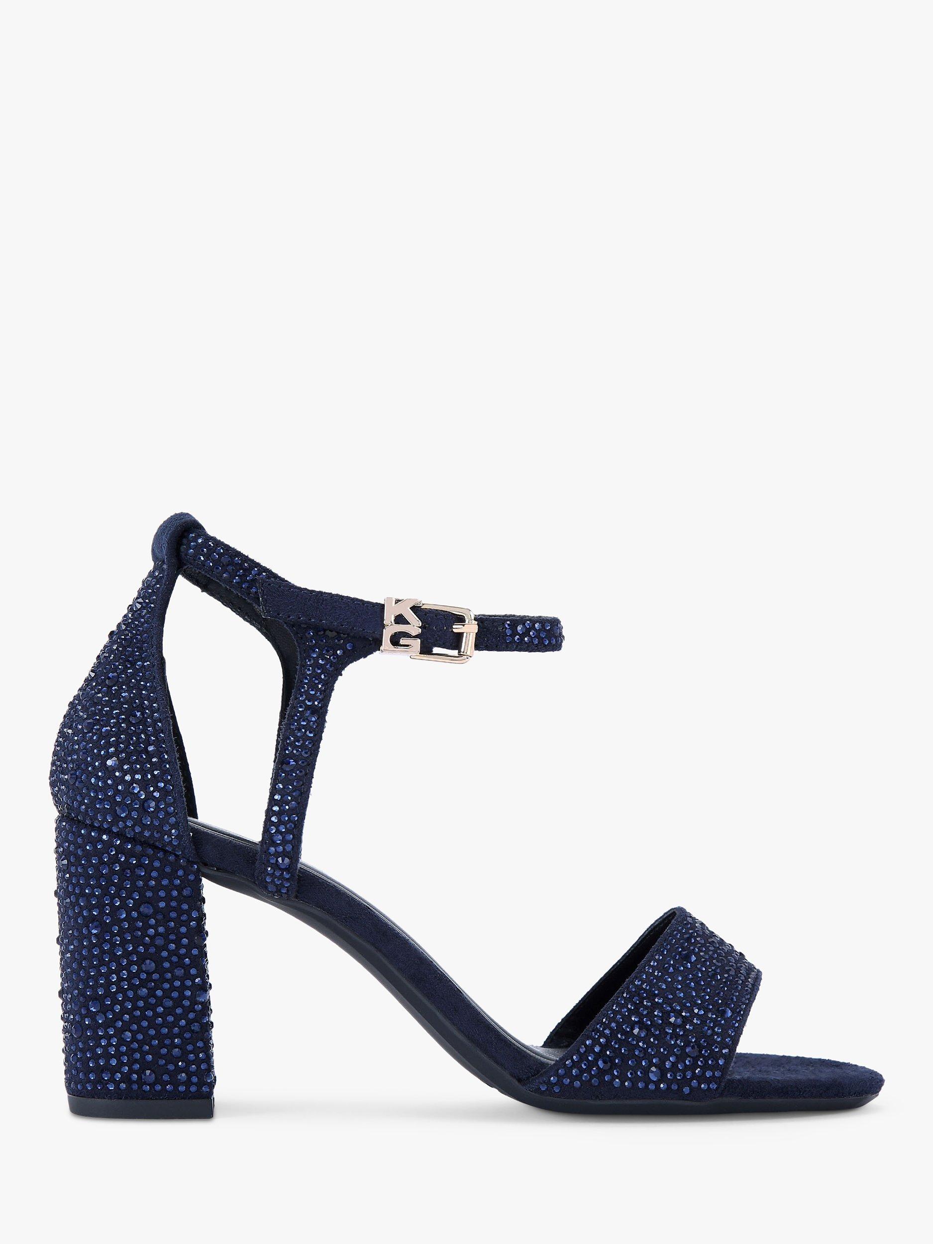 KG Kurt Geiger Faryn Bling Heeled Sandals, Blue Navy