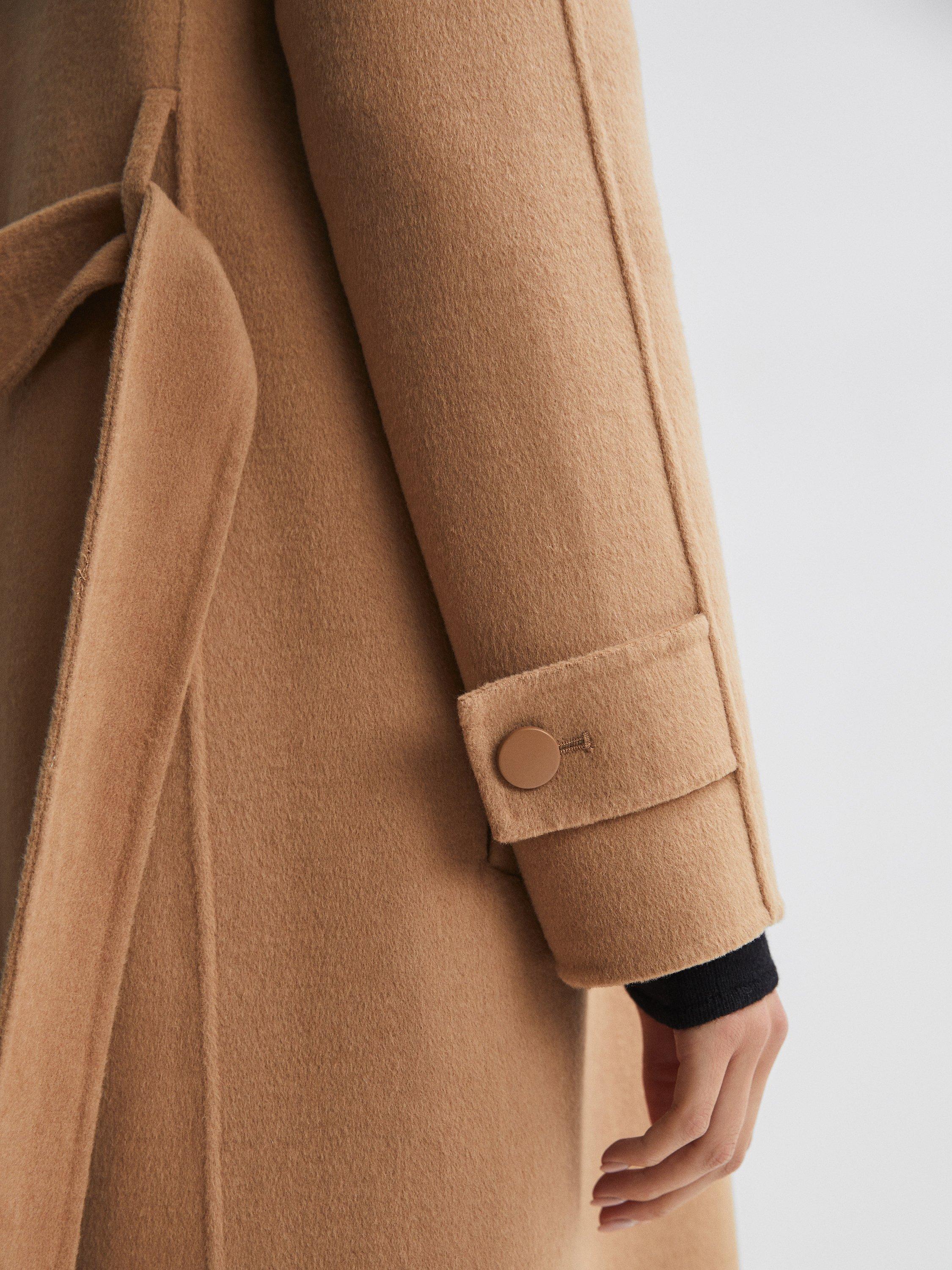 Product image 5 of 5, which shows Reiss Petite Emile Long Belted Trench Coat, Camel, 14