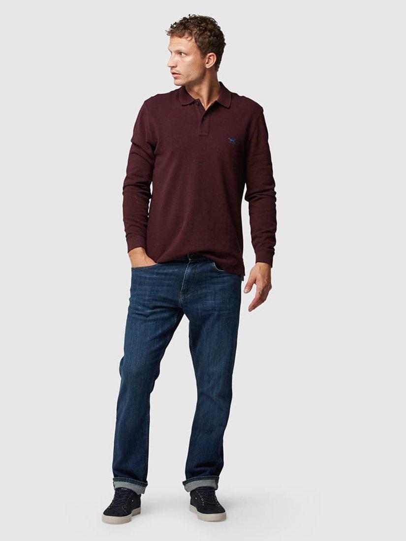 Product image 1 of 5, which shows Rodd & Gunn Long Sleeve Regular Fit Gun Polo Top, Syrah, XXXL