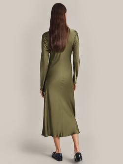 Ghost Rhea Bias Cut Satin Midi Dress - view 2, Light Sage