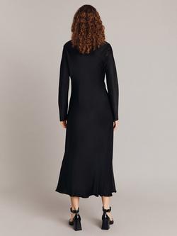 Ghost Kaia Button Through Satin Midi Dress - view 2, Black