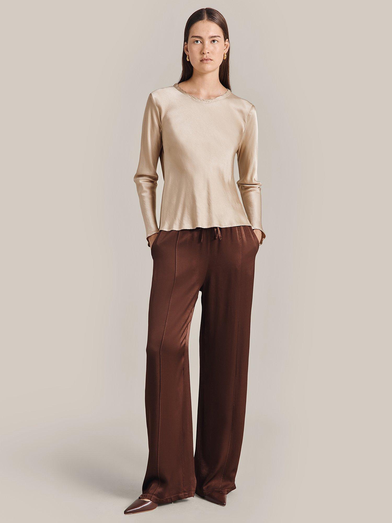 Product image 3 of 4, which shows Ghost Mabel Long Sleeve Top, Taupe, XS