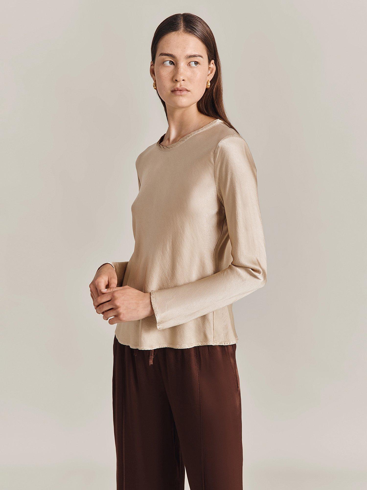 Product image 4 of 4, which shows Ghost Mabel Long Sleeve Top, Taupe, XS