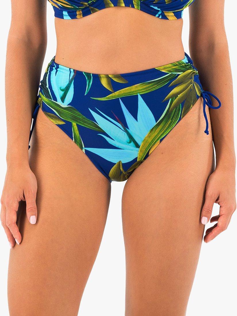 Fantasie Pichola Tropical Print High Waist Bikini Bottoms, Tropical Blue