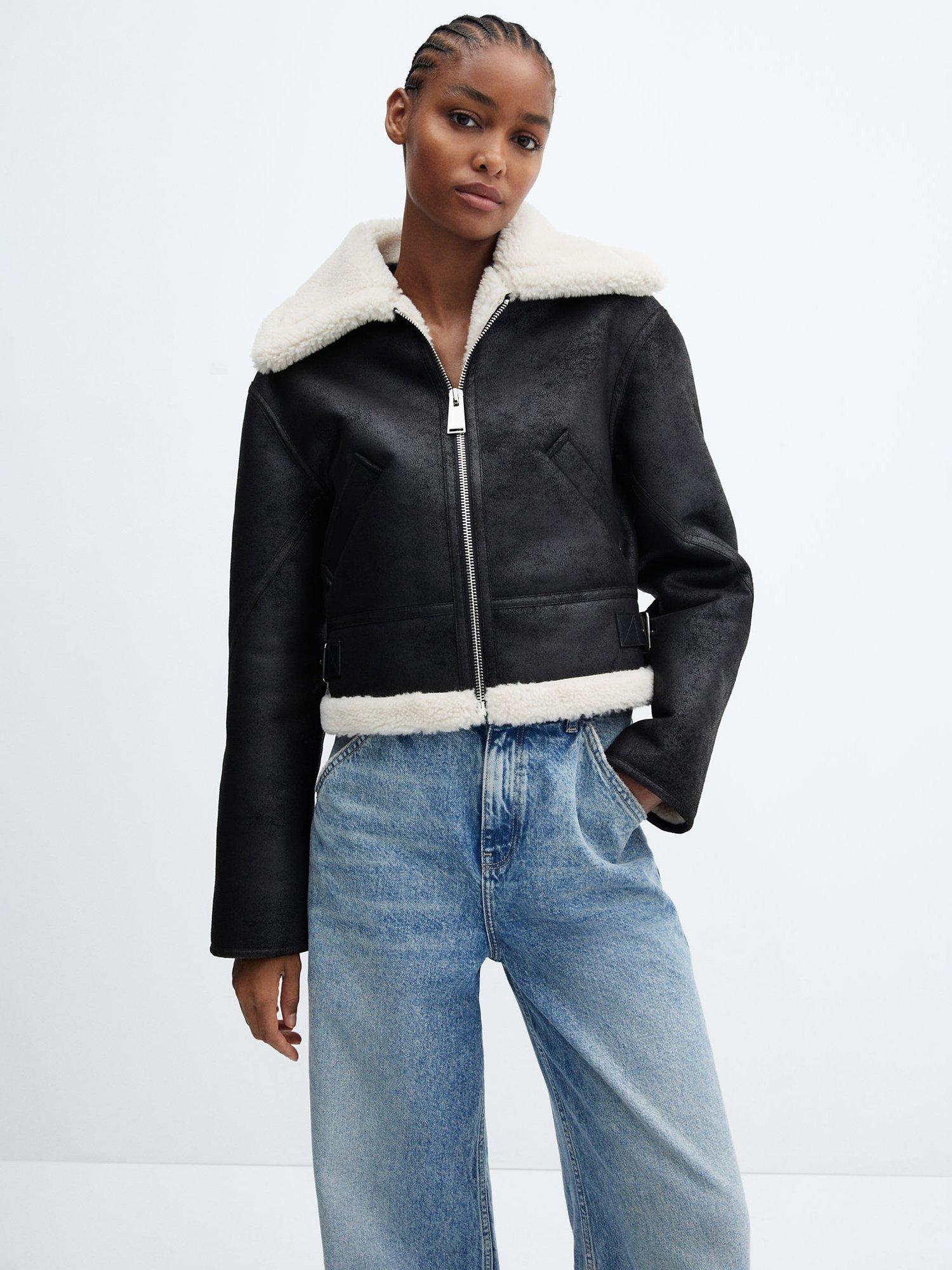 Mango Short Double Sided Jacket, Black