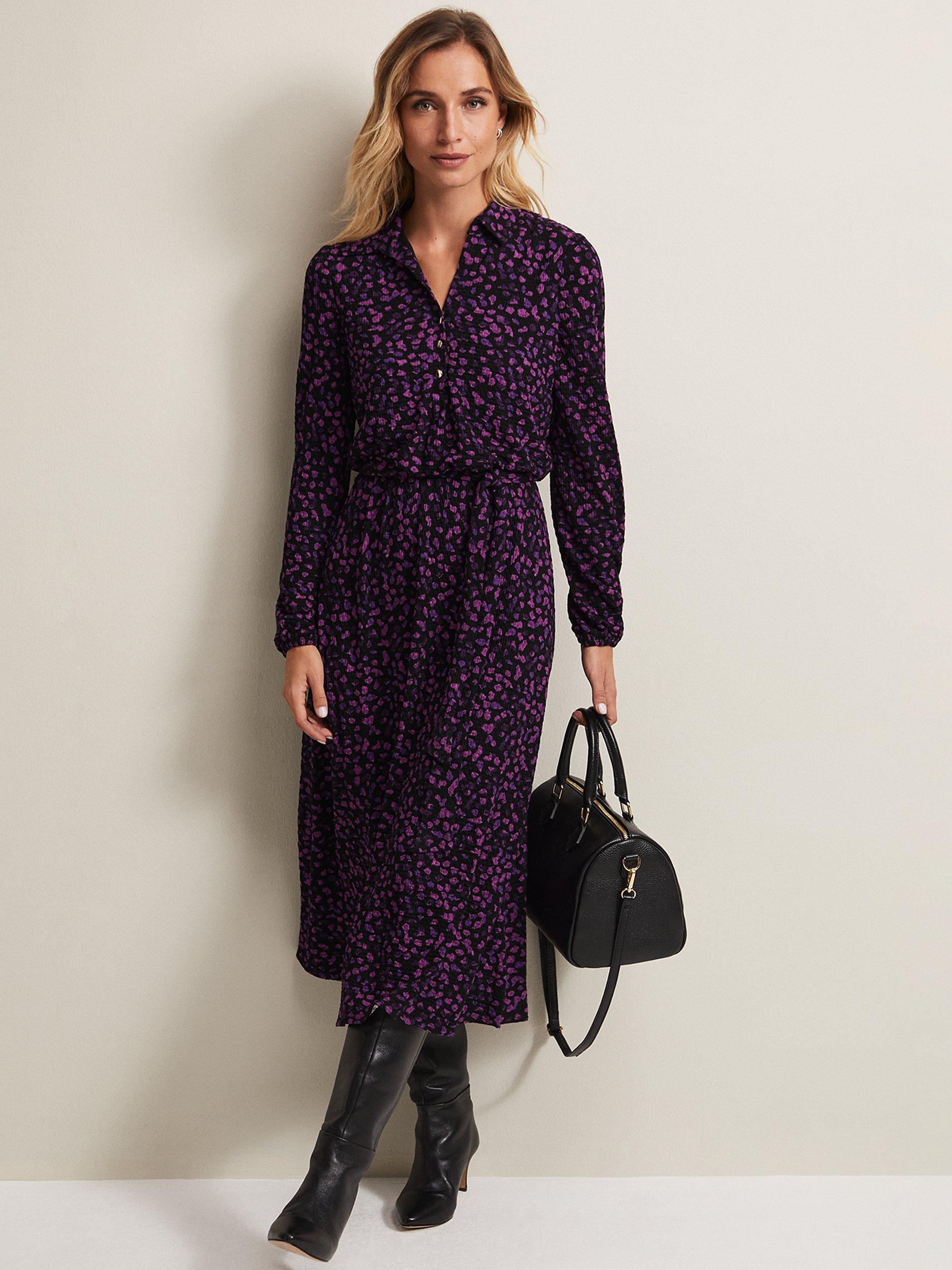 Phase Eight Loretta Ditsy Floral Print Midi Dress Black Multi