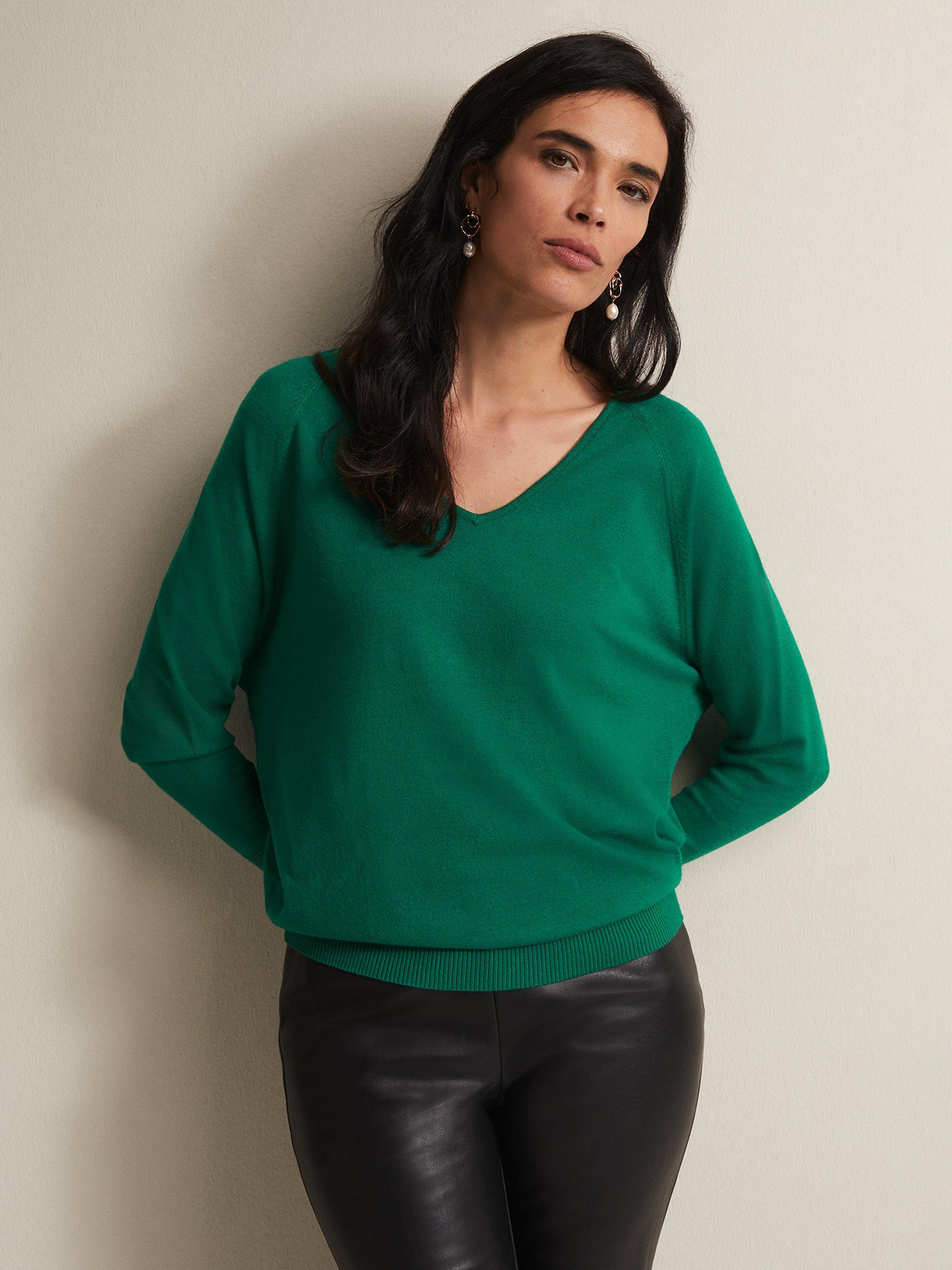 Phase Eight Sentia V-Neck Jumper, Green