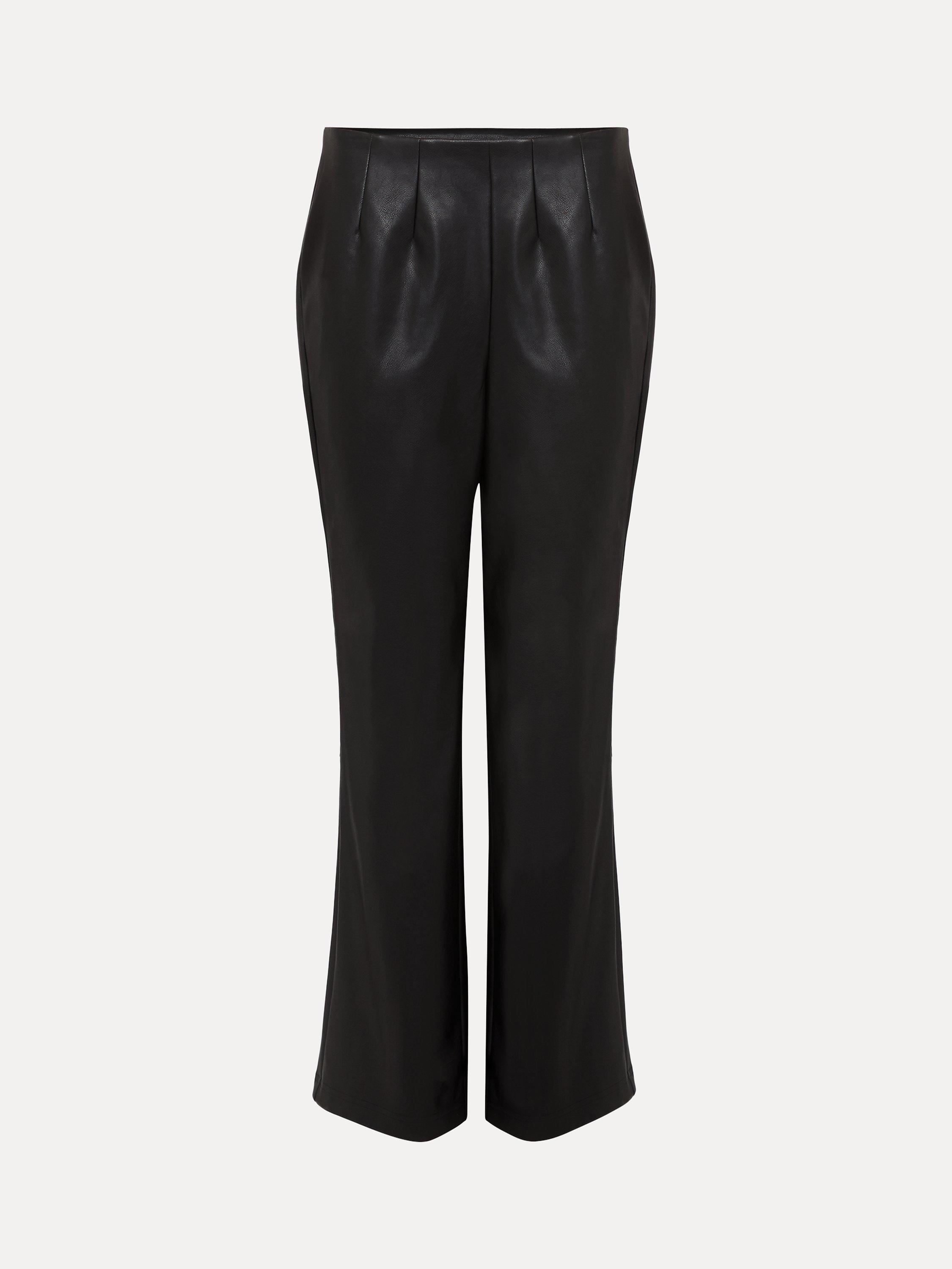 Product image 5 of 7, which shows Phase Eight Marielle Faux Leather Trousers, Black, 8