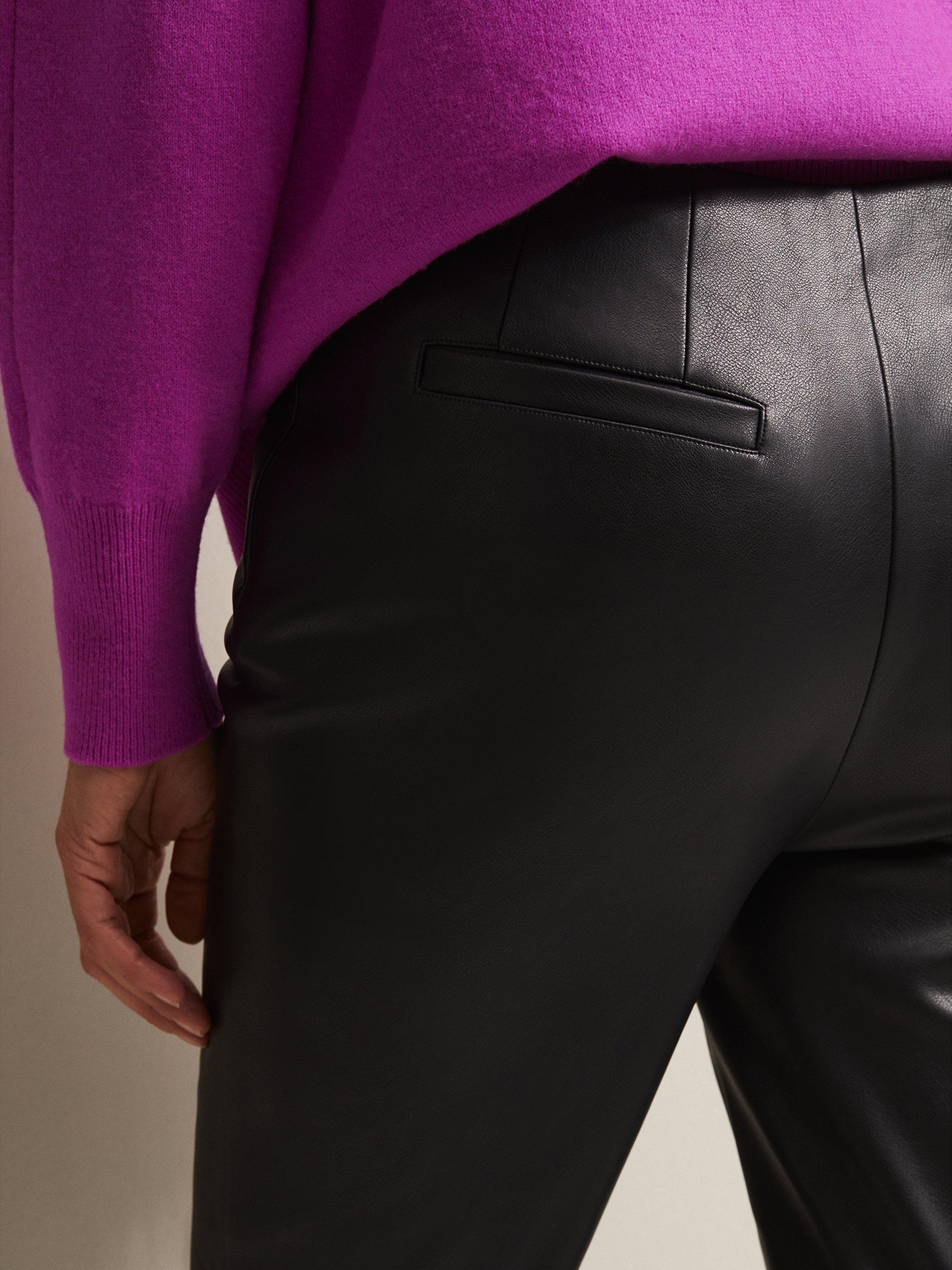 Product image 7 of 7, which shows Phase Eight Marielle Faux Leather Trousers, Black, 8