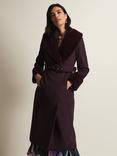 Phase Eight Zylah Wool Blend Faux Fur Collar Smart Coat, Burgundy