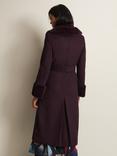 Phase Eight Zylah Wool Blend Faux Fur Collar Smart Coat, Burgundy