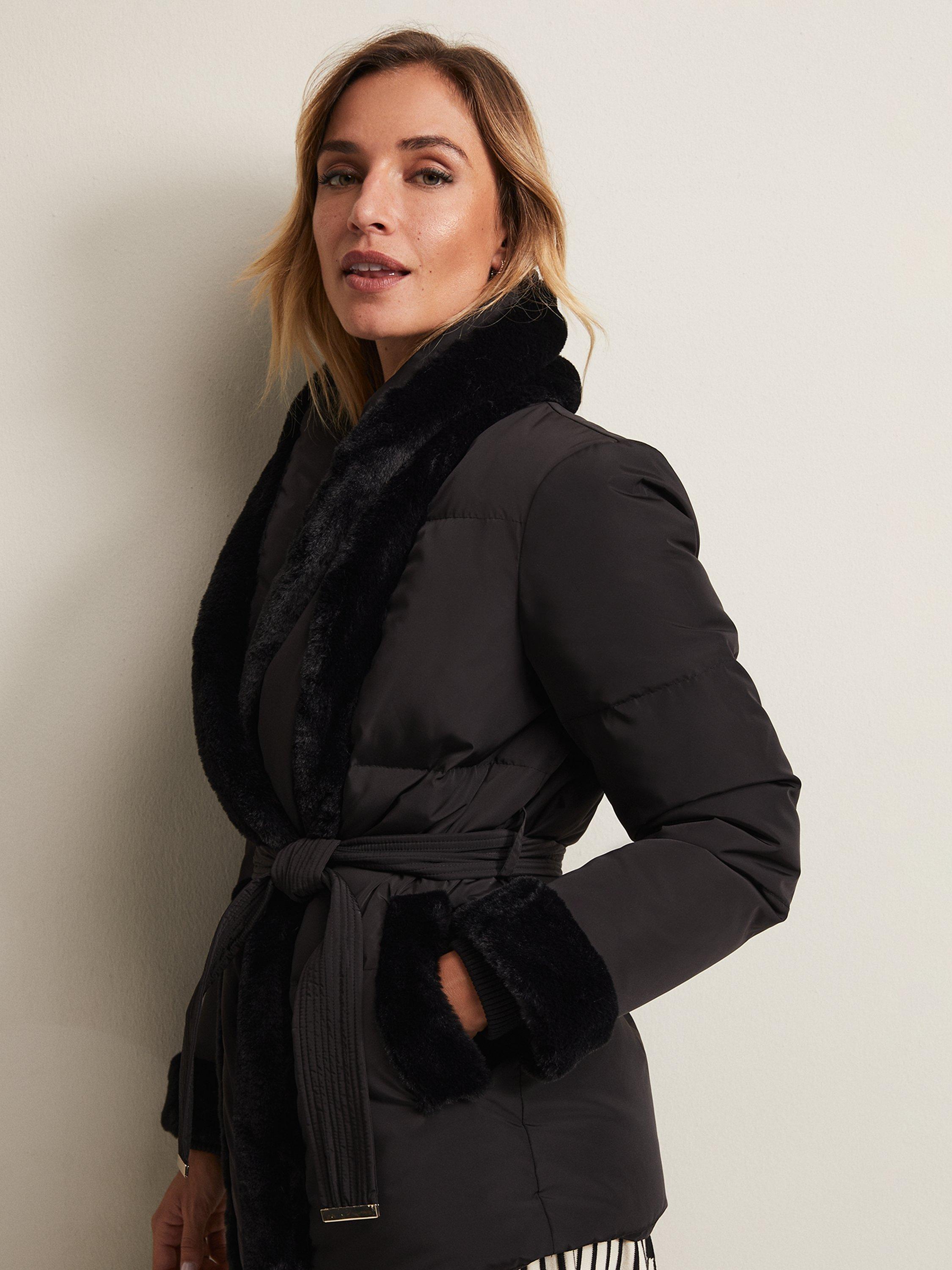 Product image 8 of 8, which shows Phase Eight Nelle Puffer Coat, Black, 12