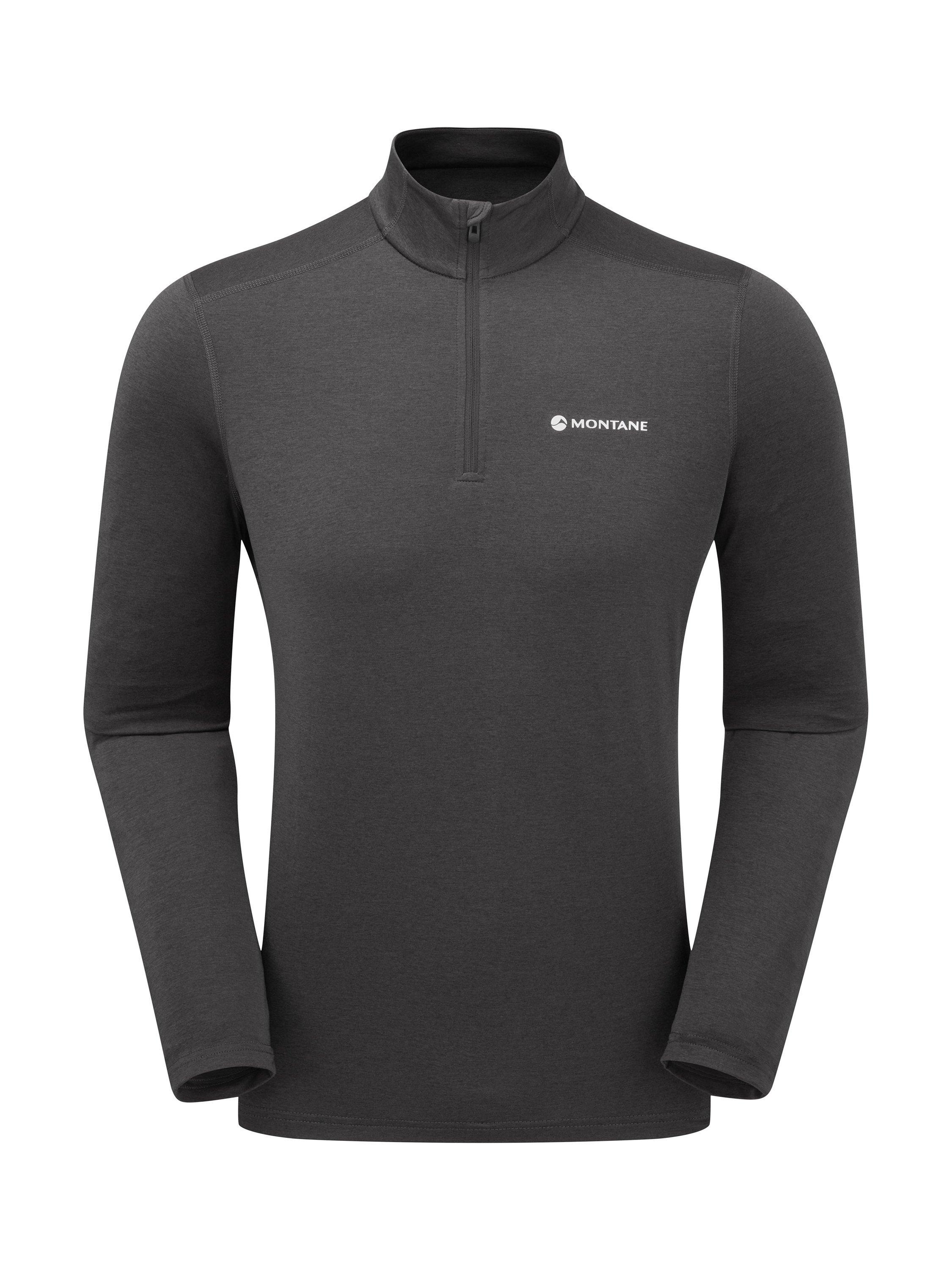 Product image 1 of 5, which shows Montane Dart XT Thermal Zip Neck Long Sleeved Top, Midnight Grey, S