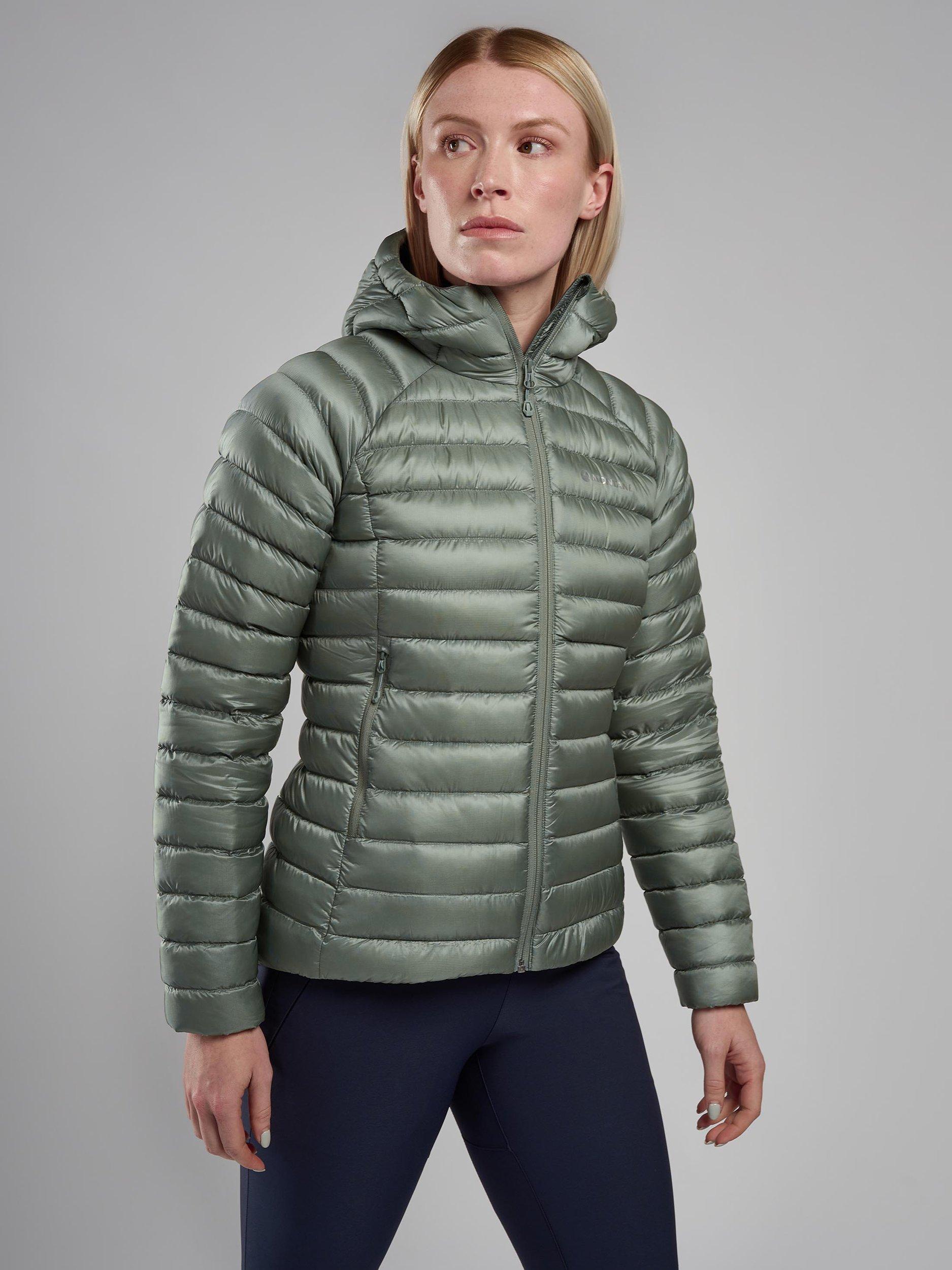 Product image 1 of 10, which shows Montane Anti-Freeze Women's Recycled Packable Down Jacket, Pale Sage, 8